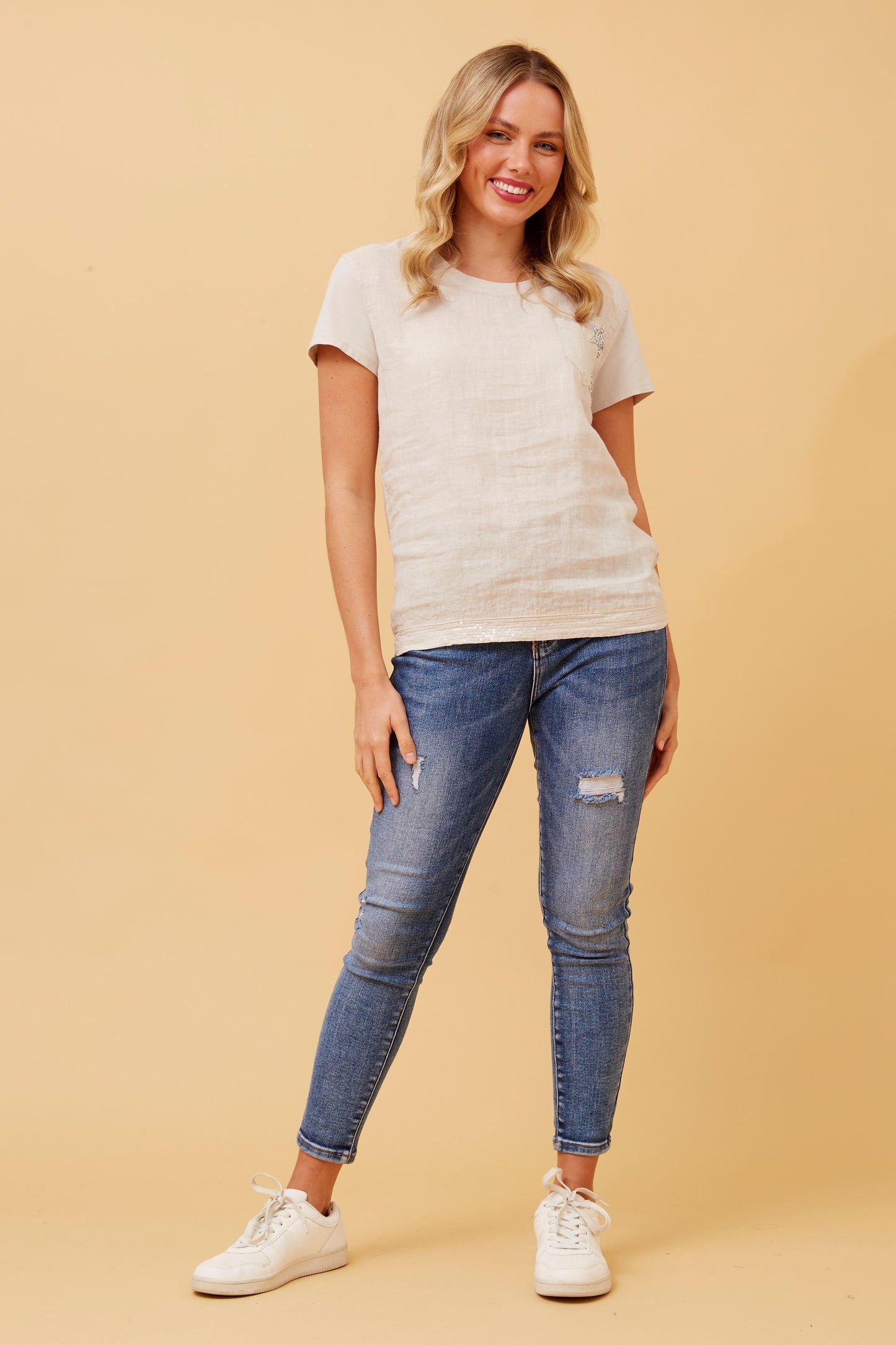 Evania Italian Sequin Star Diamante Top T516798