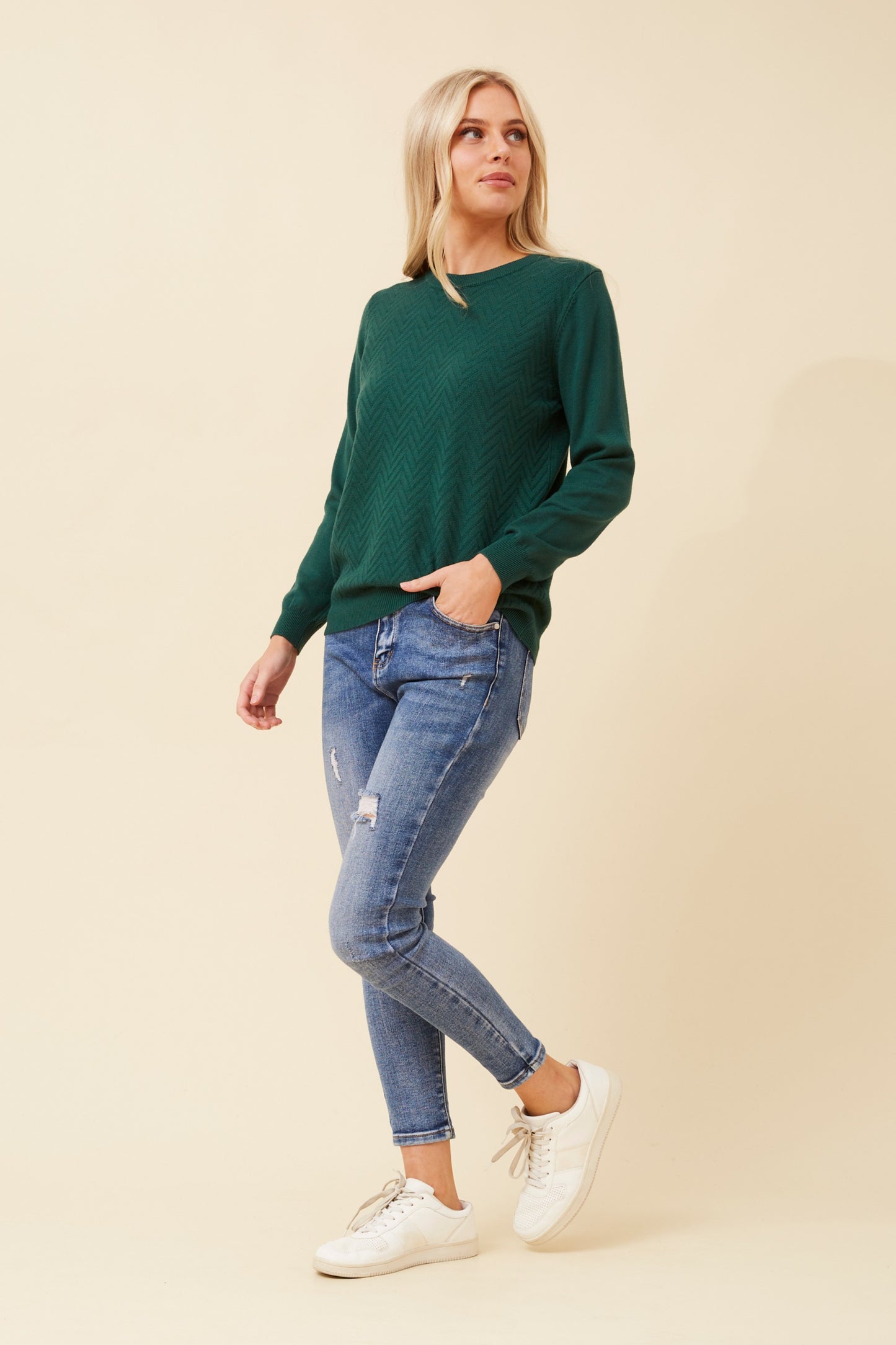 Vela Pattern Printed Jumper KP522530 Emerald