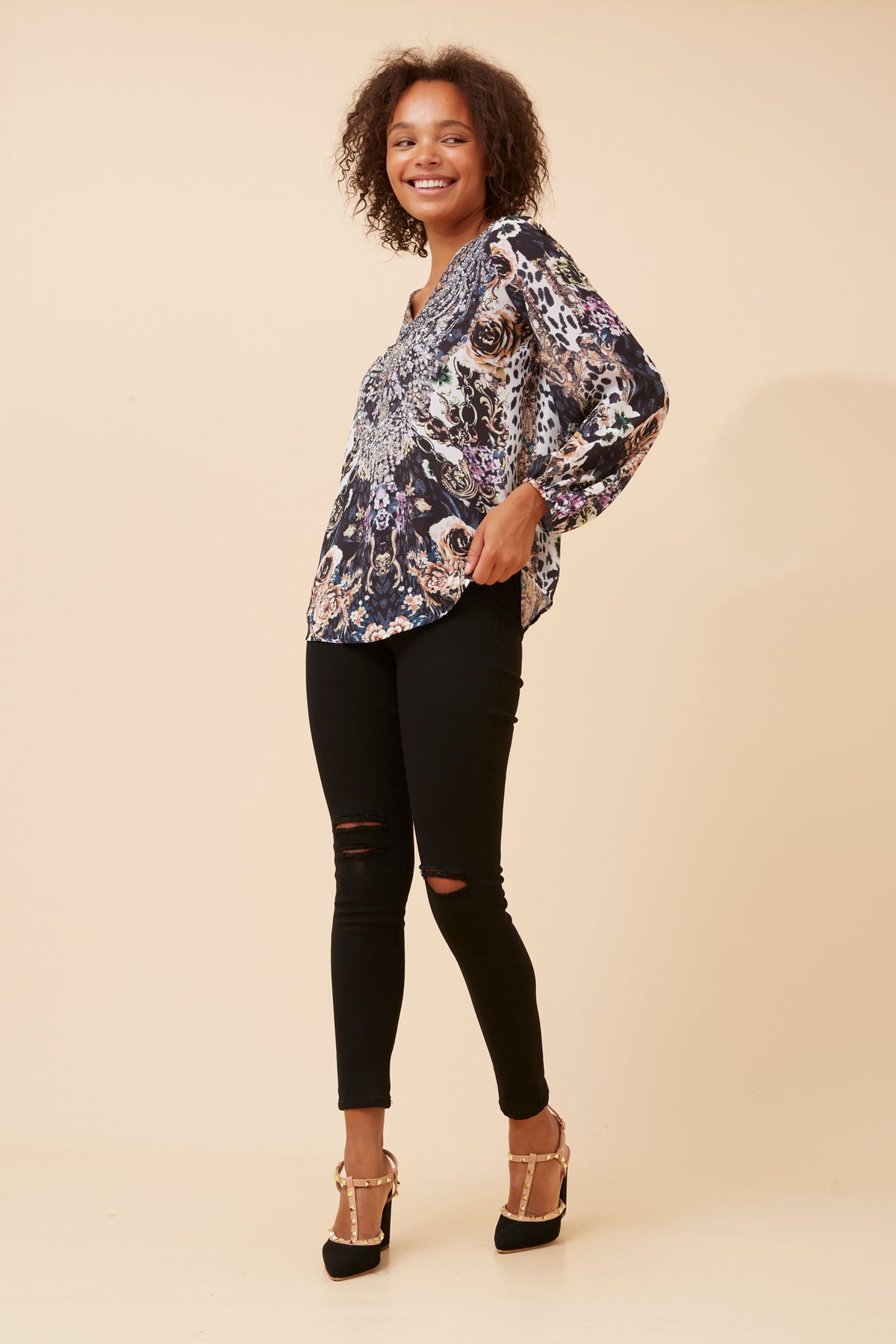 Belina Diamante Blouse T522159 Black