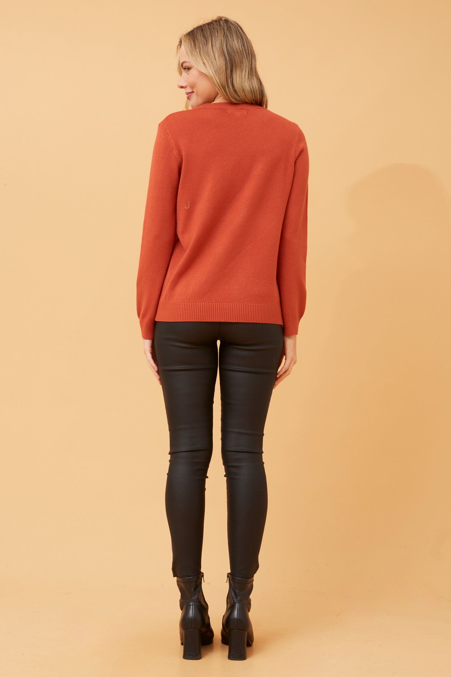 Angela Knit Jumper KP517808 - Burnt Orange