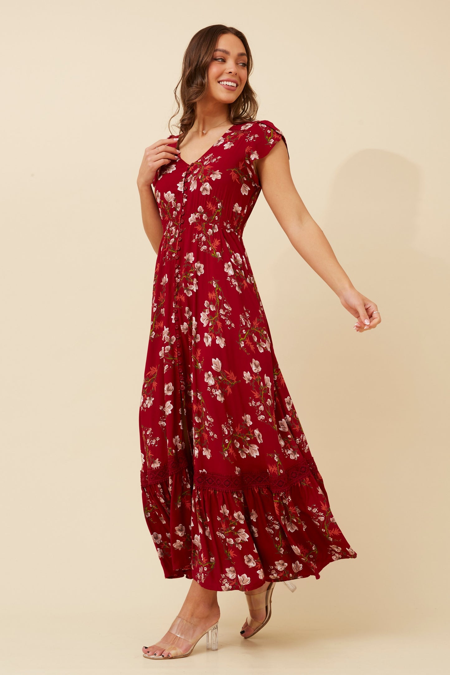 Sascha Floral Print Maxi Dress D519365 Multi Red