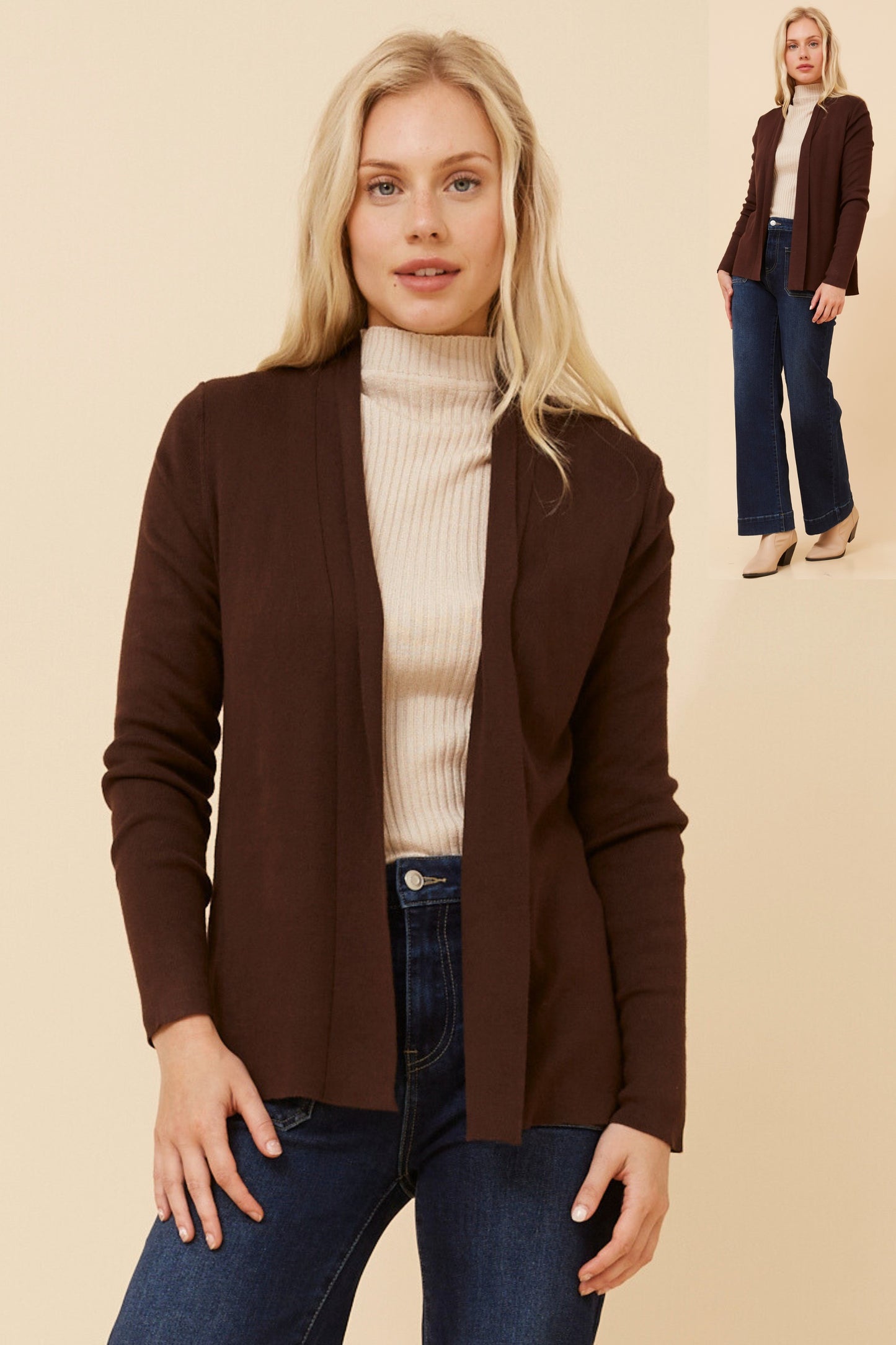 Shawl Collar Cardigan KC521966 Chocolate