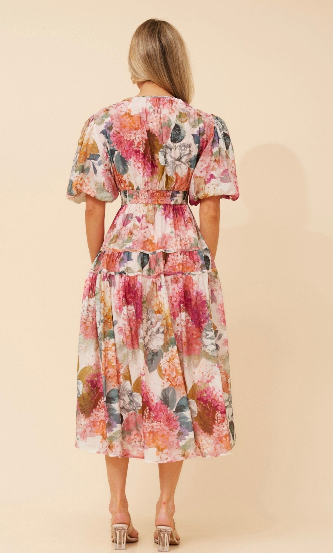 Freya Puffy Sleeves Dress D526739 Multi Pink