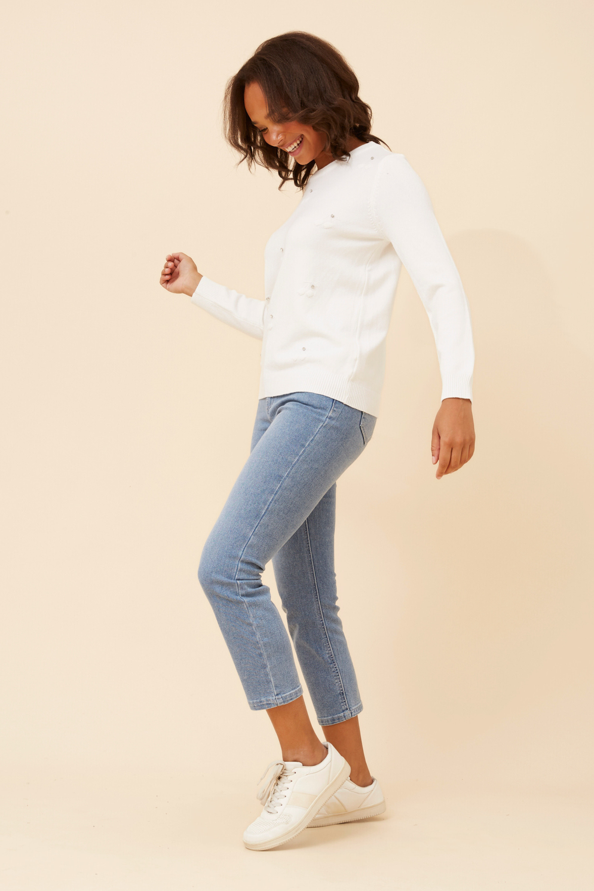Gracie Pearl Detail Knit KP525903 White