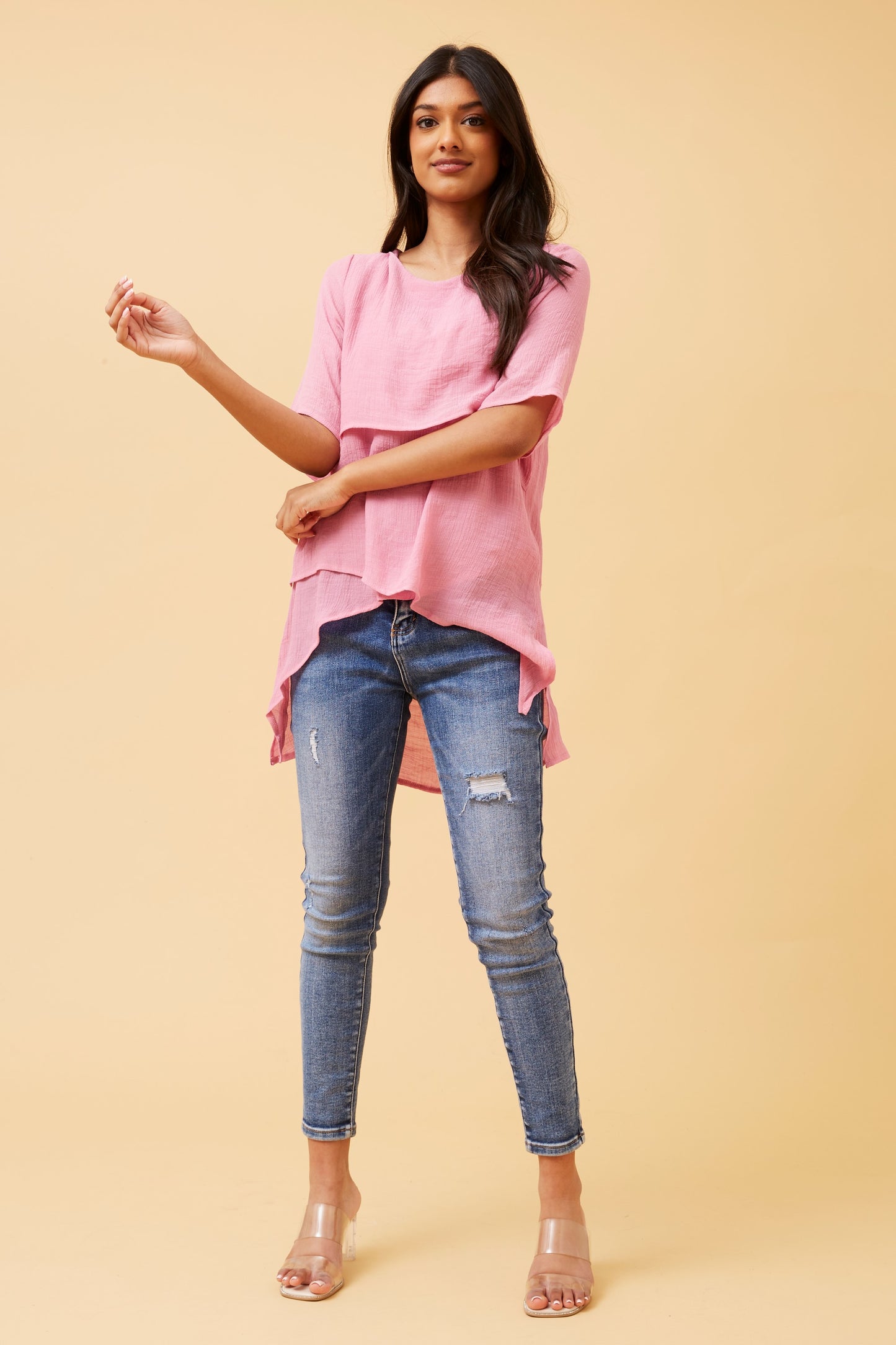 Emery Double Layer Top - Pink T510535