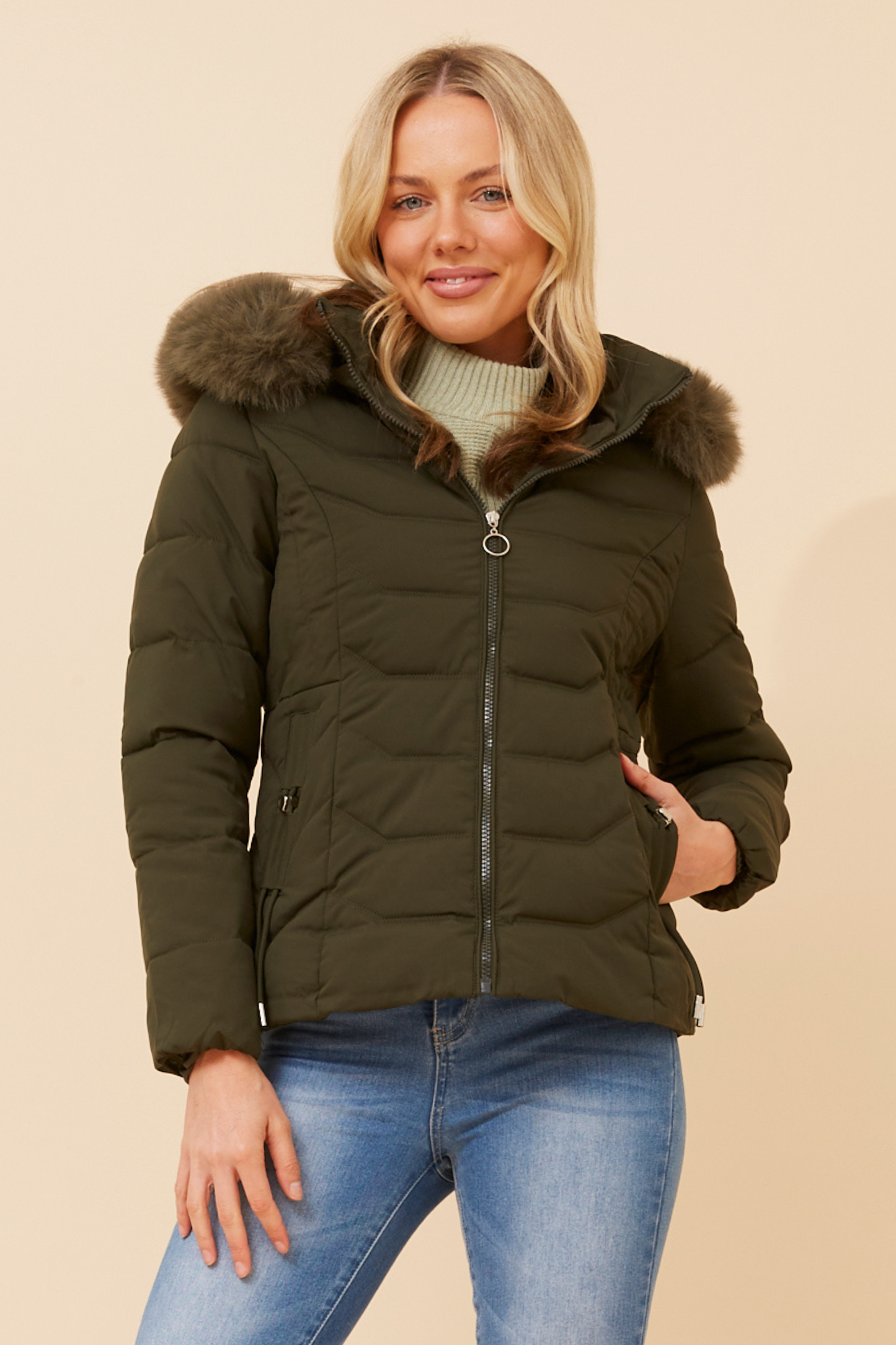 Poppy Puffer Jacket J517300 Khaki