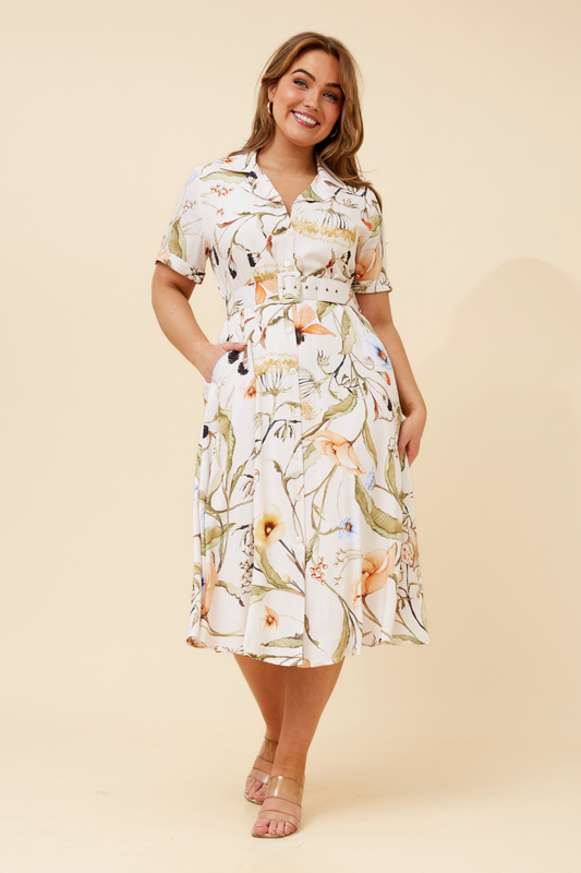 Kenzie Abstract Print Shirt Dress D526348 Porcelain