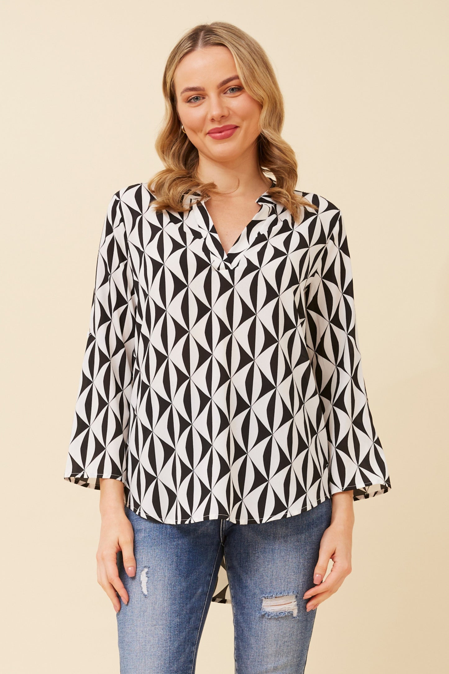 Sin Geometric Print Blouse T520207