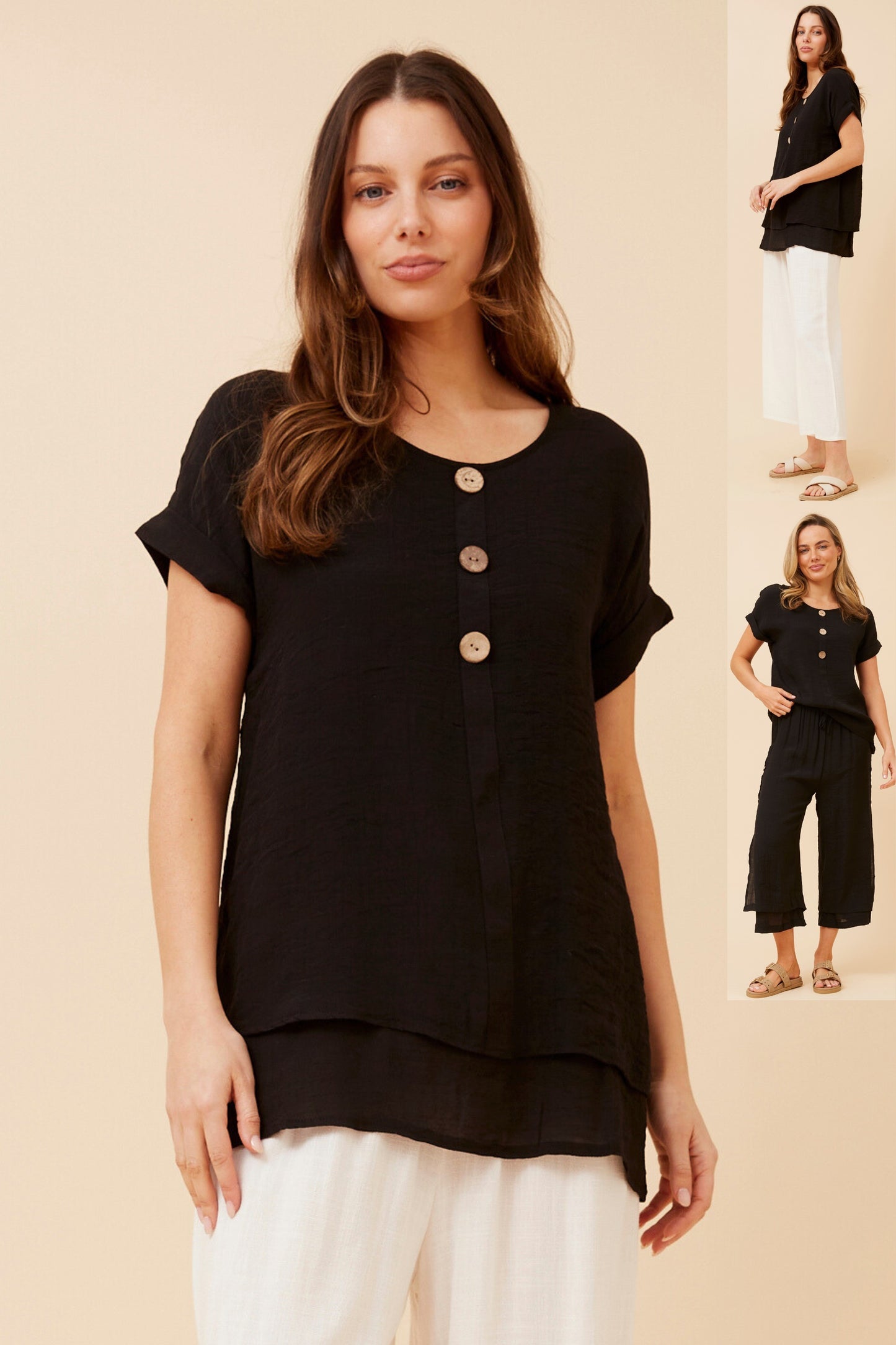 Soraya Double Layer Top T523077 Black