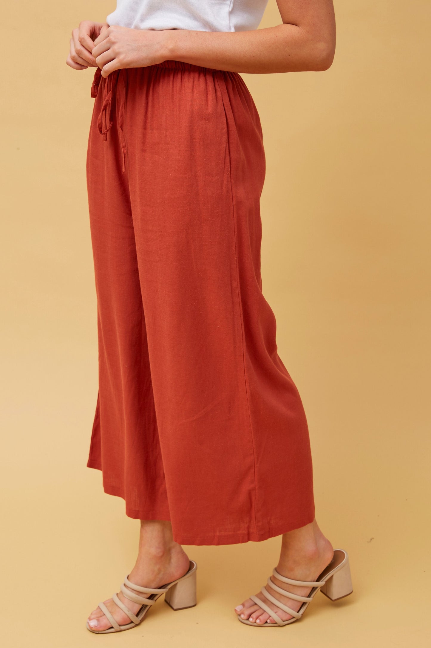 Alexa Linen Pants - Rust P509224