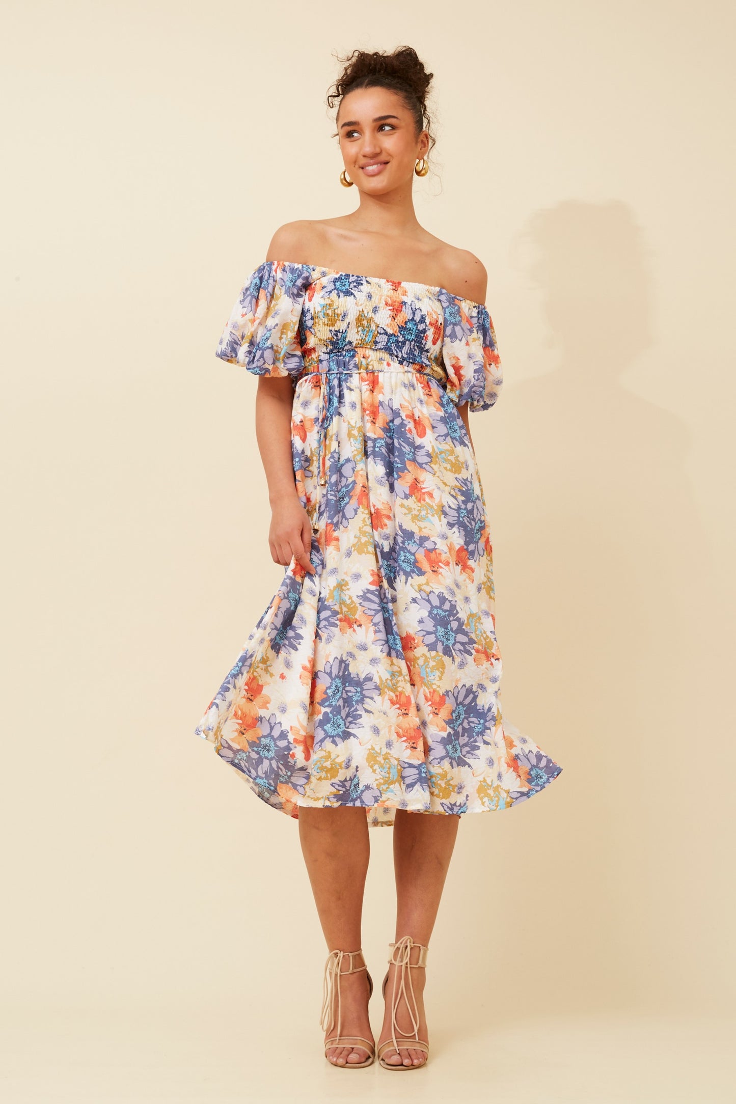 Piper Floral MIDI Dress D520394 Blue