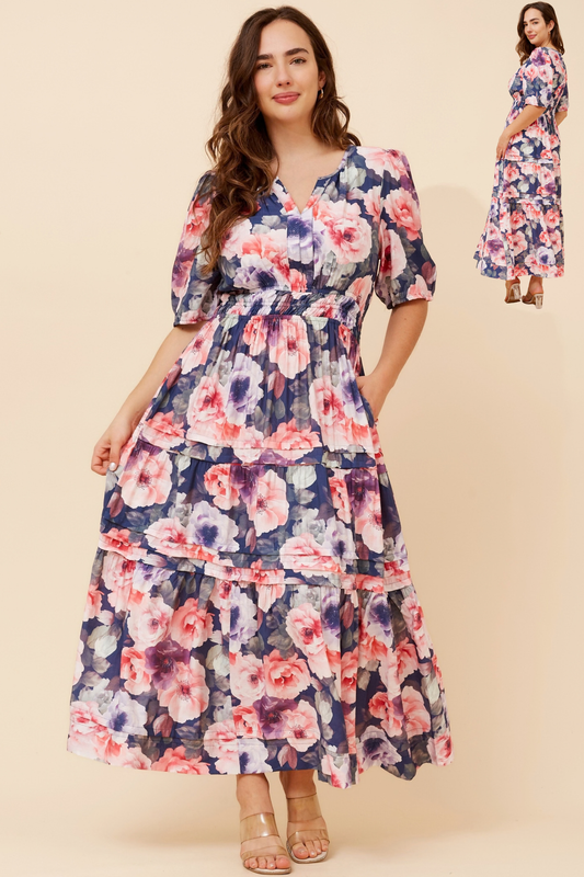 Emberly Floral Dress D737198 Navy
