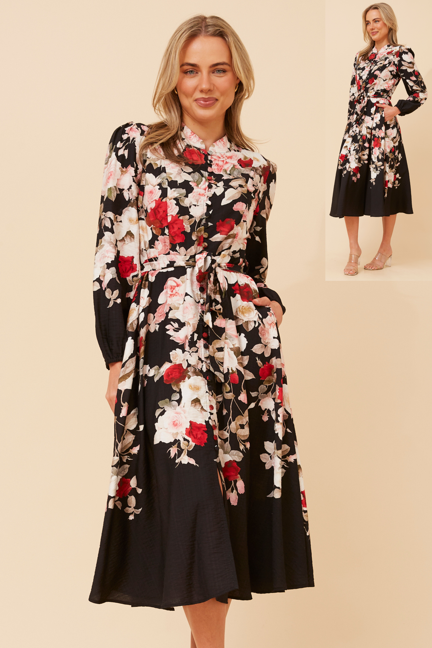 Estelle Floral Party Dress D735808 Black