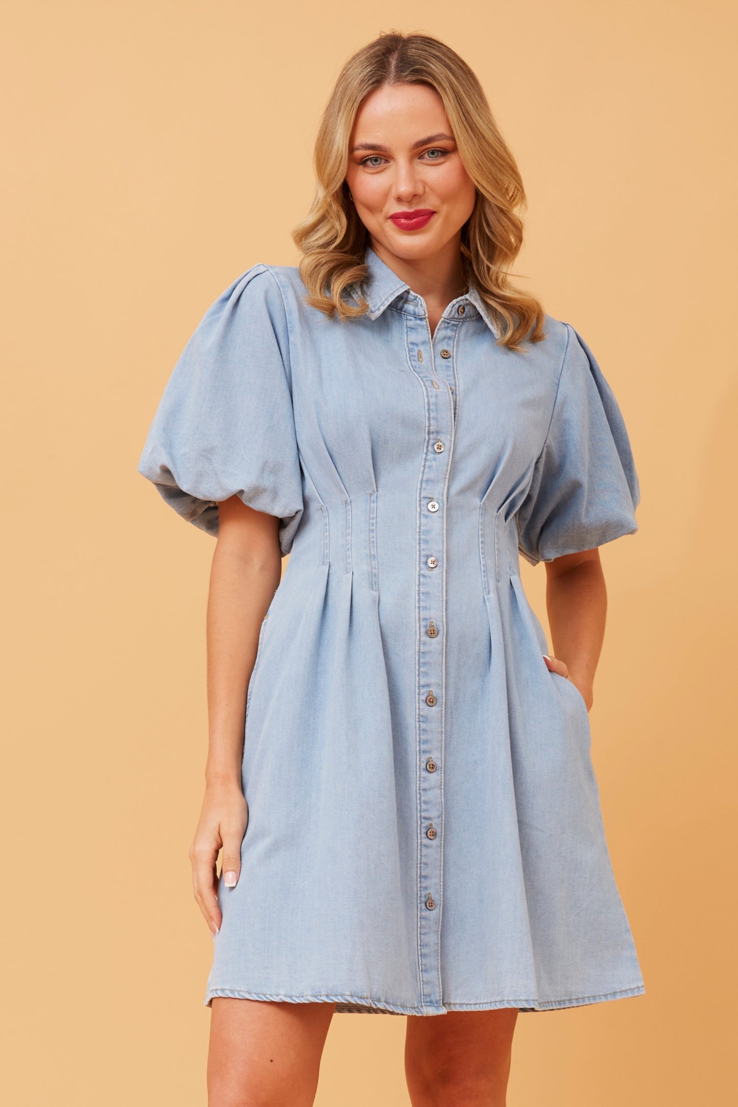 Saddie Denim Short Dress D515448
