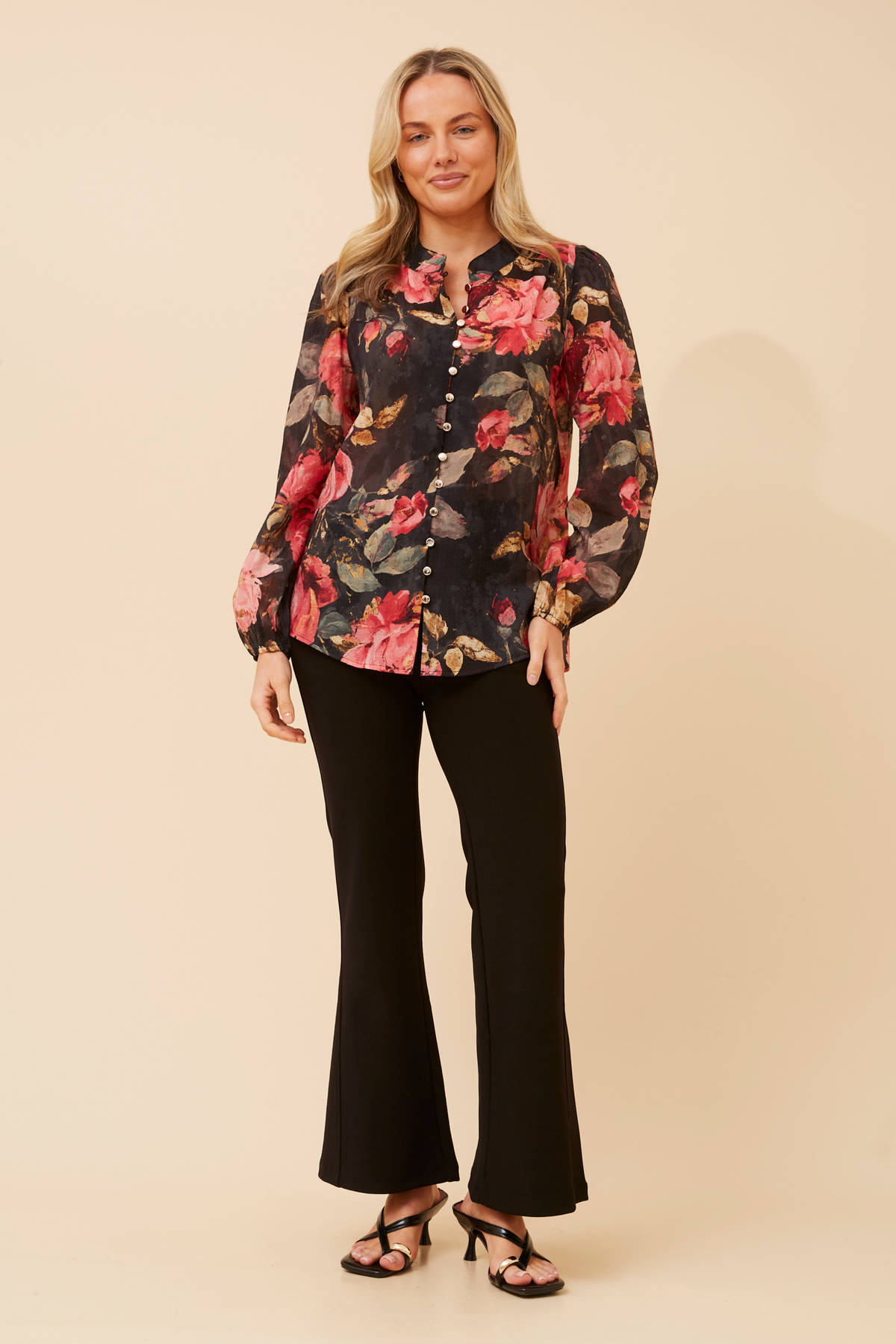 Siyra Floral Party Blouse T526989 BLACK