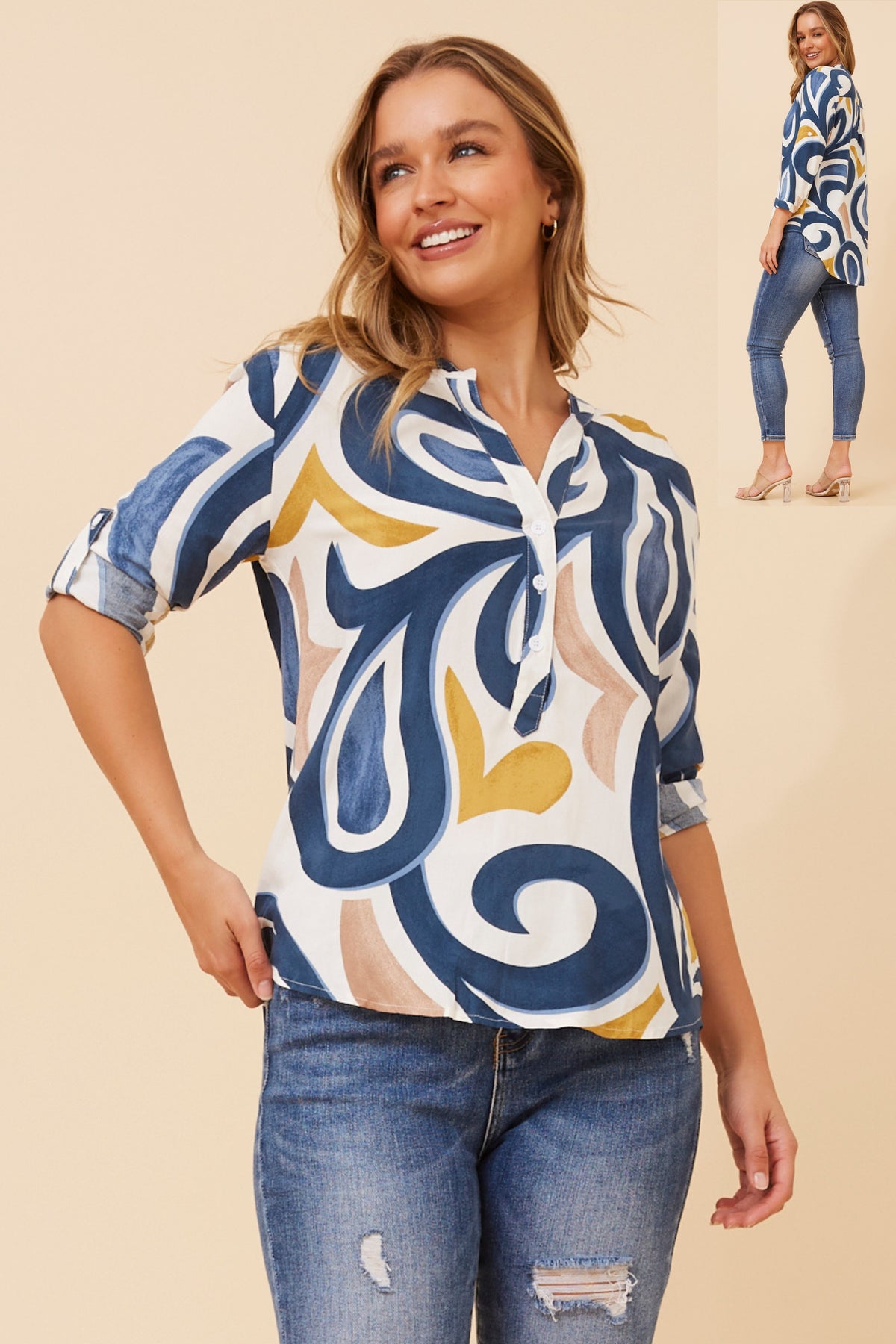 Nadia Blouse T735168 Multi Blue