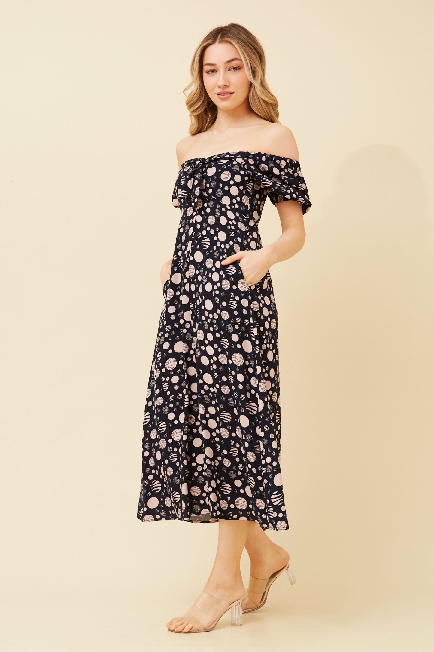 Anne Polka dot Print Dress - Navy D520357