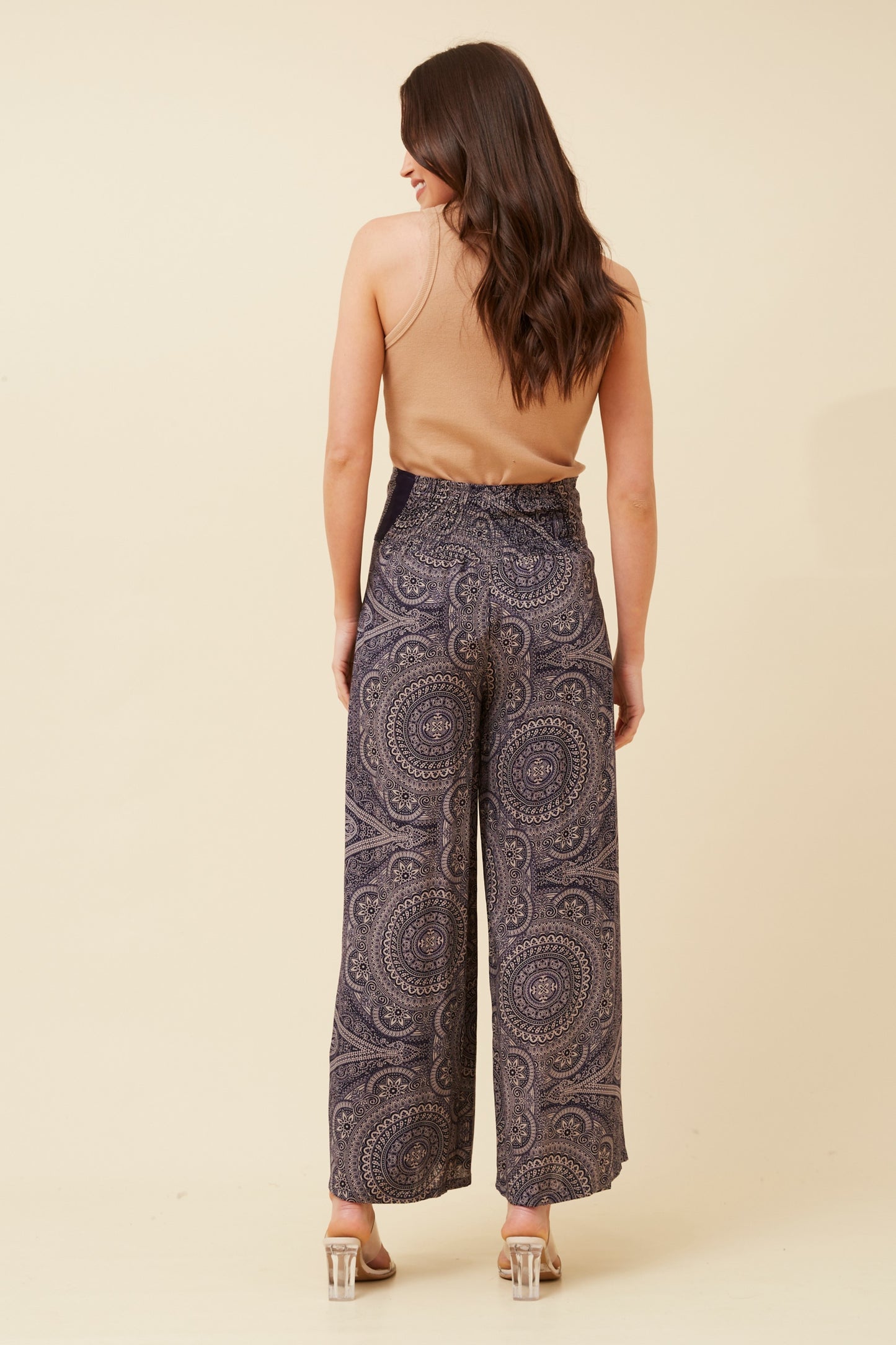 Elephant Printed Pant P520839- Navy
