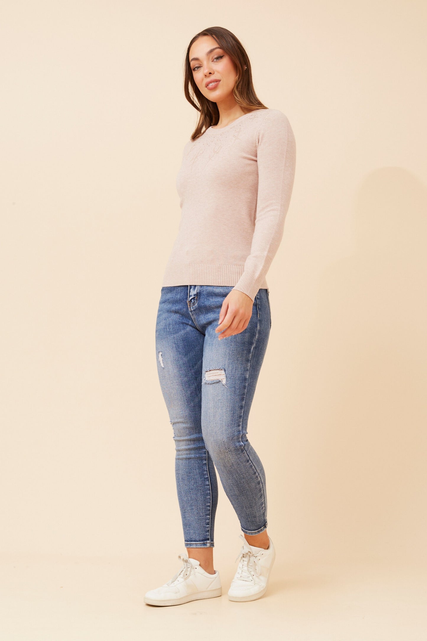 Benne Crew Neck Knit KP524711 Taupe