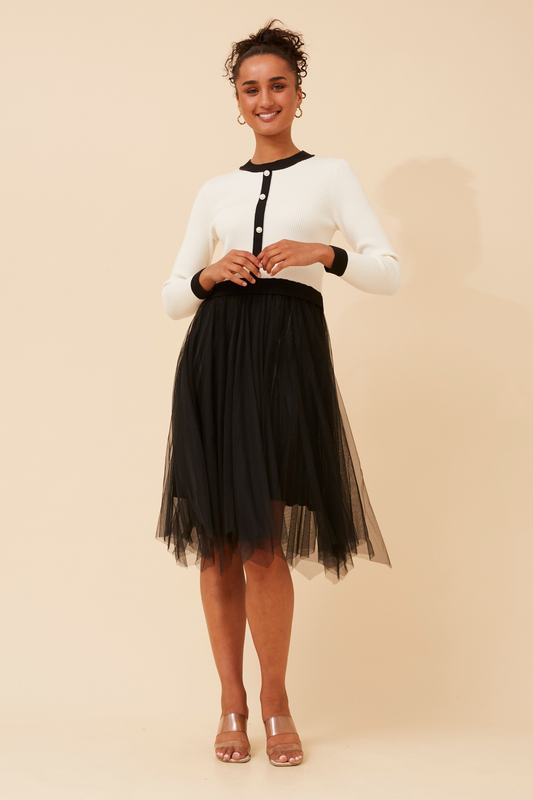 Ovi Knit Dress with Tulle Skirt KD175609