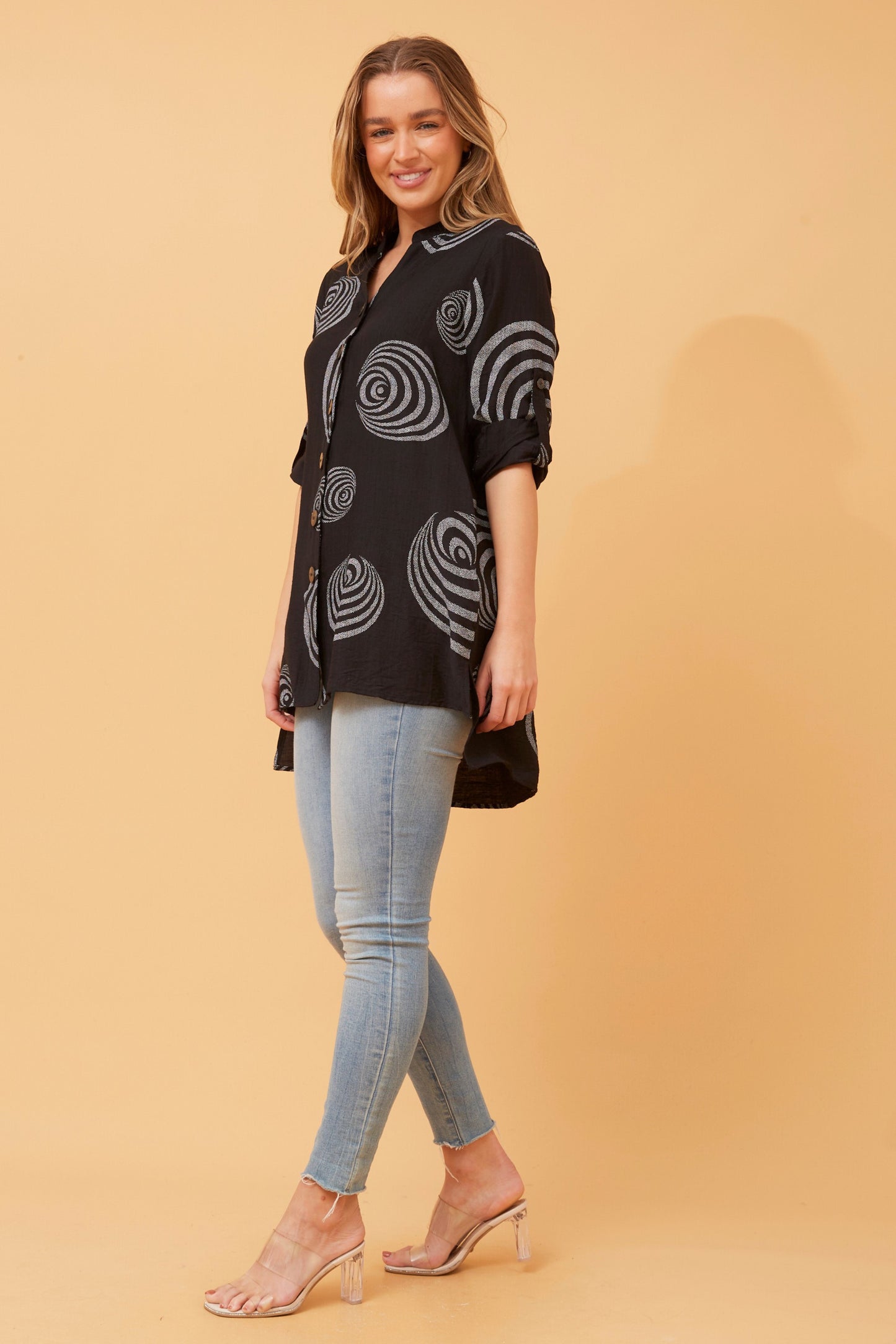 Claire Abstract Print Shirt T518979 Black