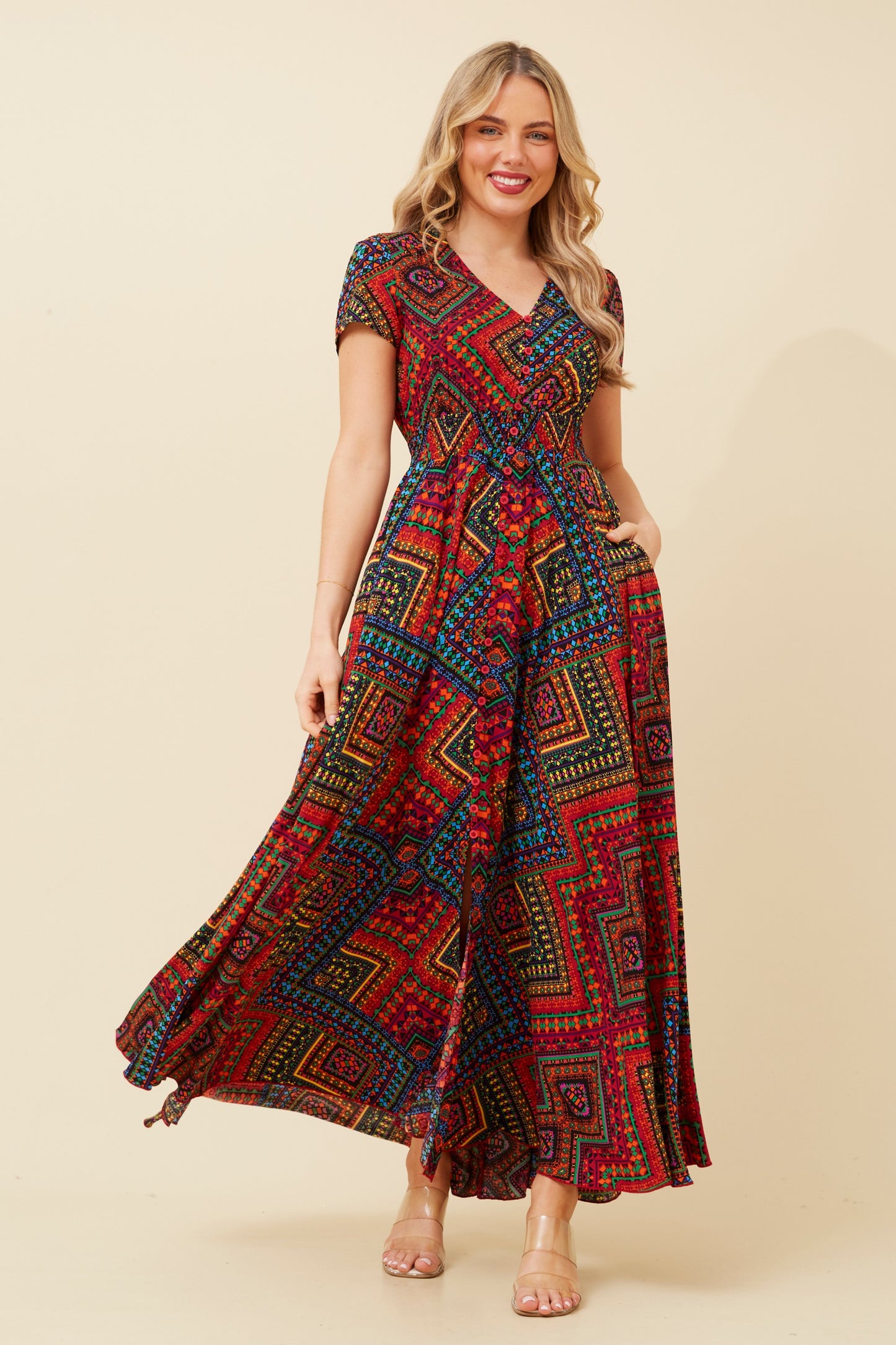 Indi Abstract Printed Maxi Dress - D510081