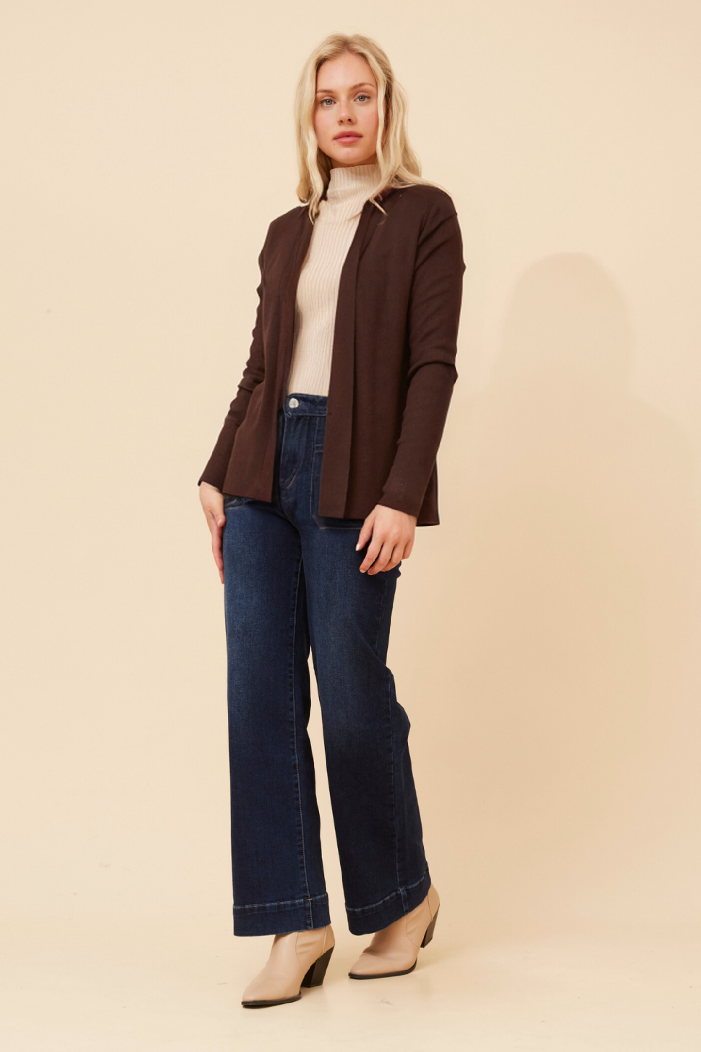 Shawl Collar Cardigan KC521966 Chocolate
