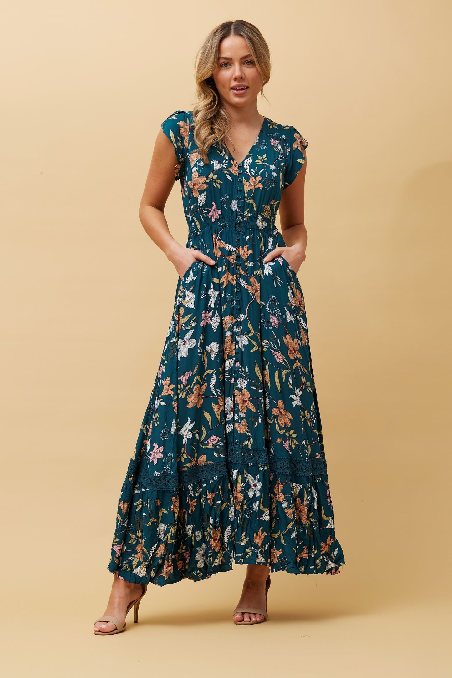 Indi Flower Print Maxi Dress - D509362 MultiGreen