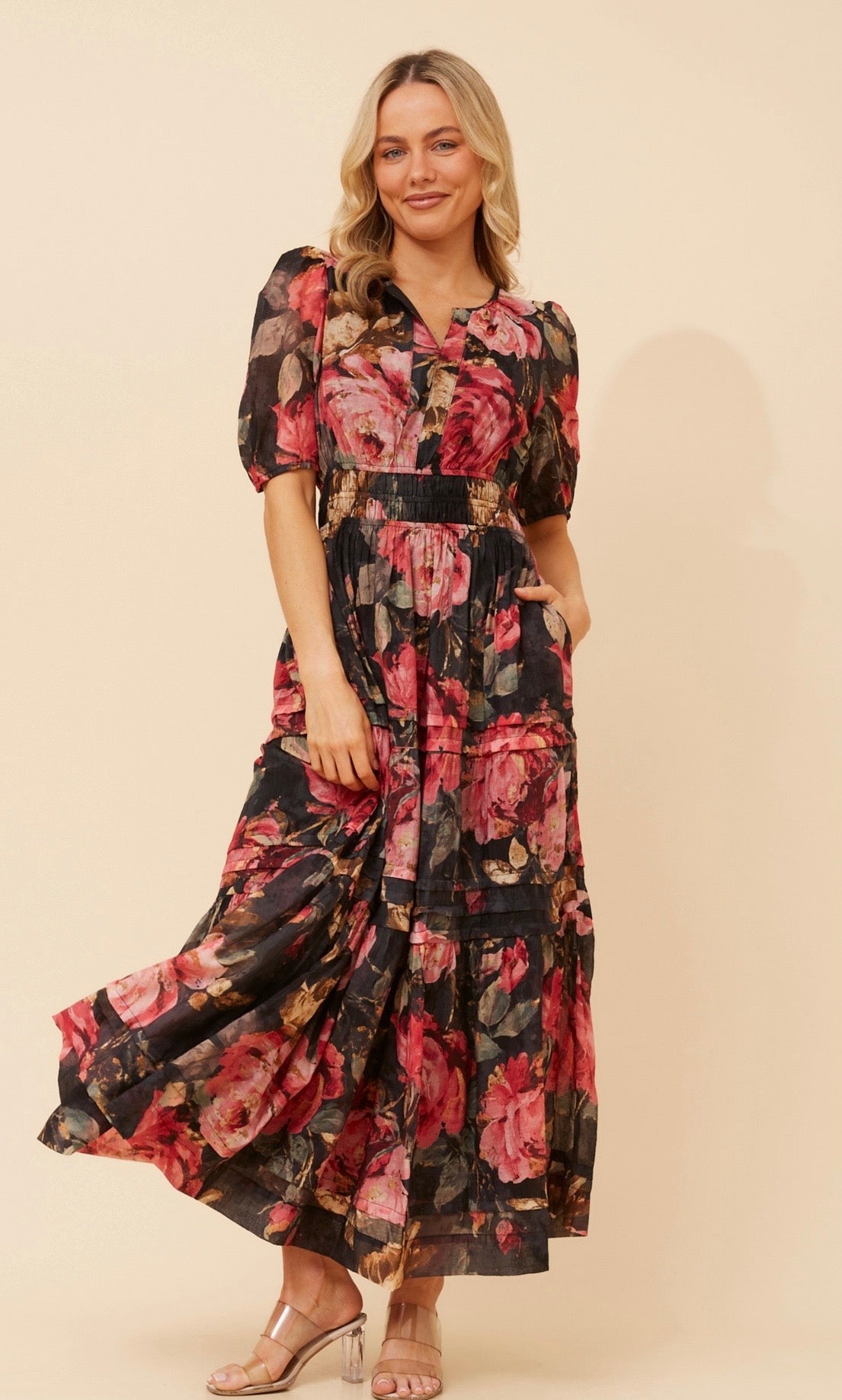 Emberly Floral Dress D527022 Hot Pink