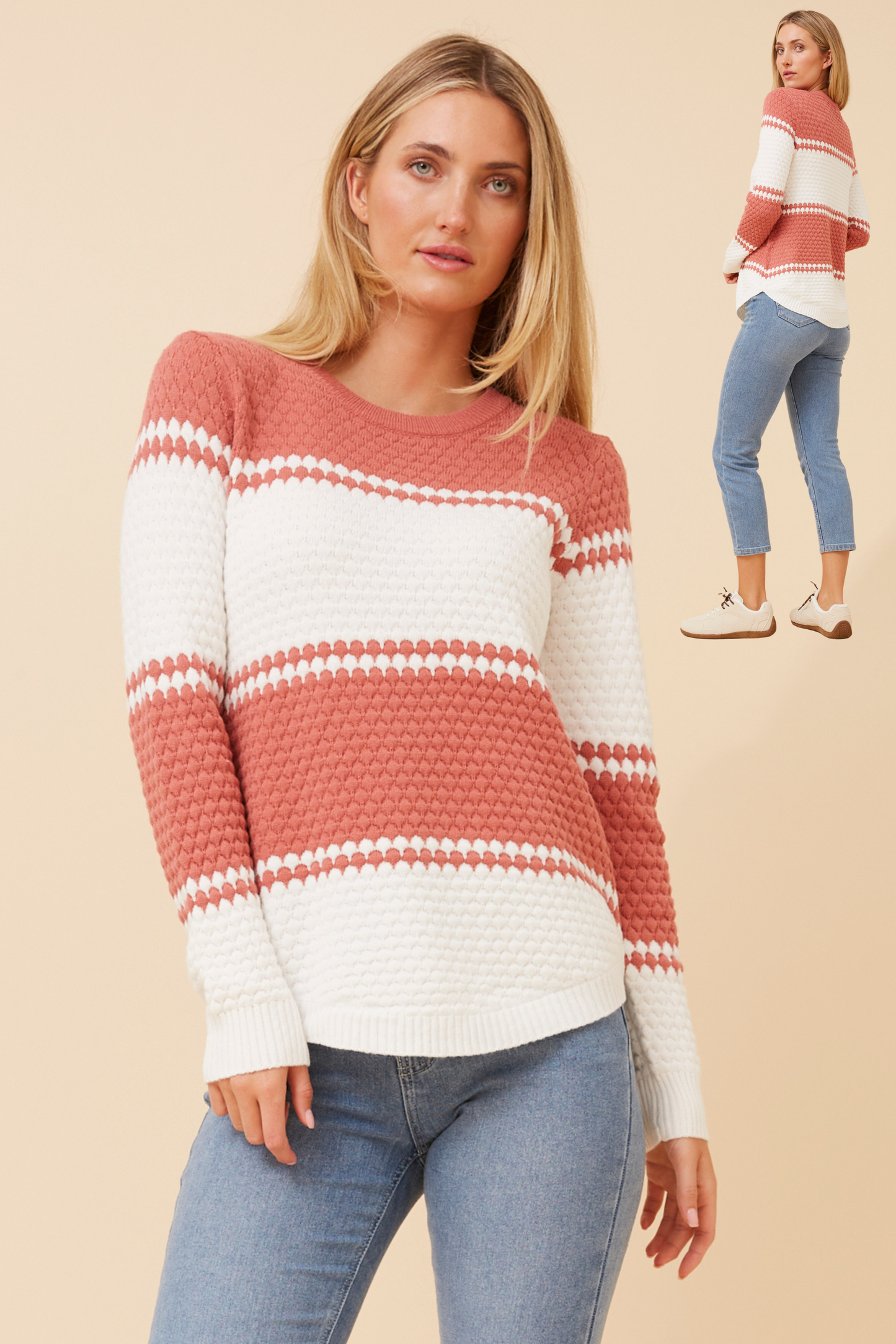 Juliette Stripe Printed Knit KP171740 Rosewood
