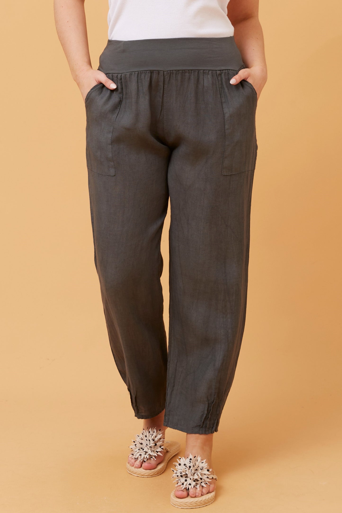 Linen Italian Pant P516694 Charcoal