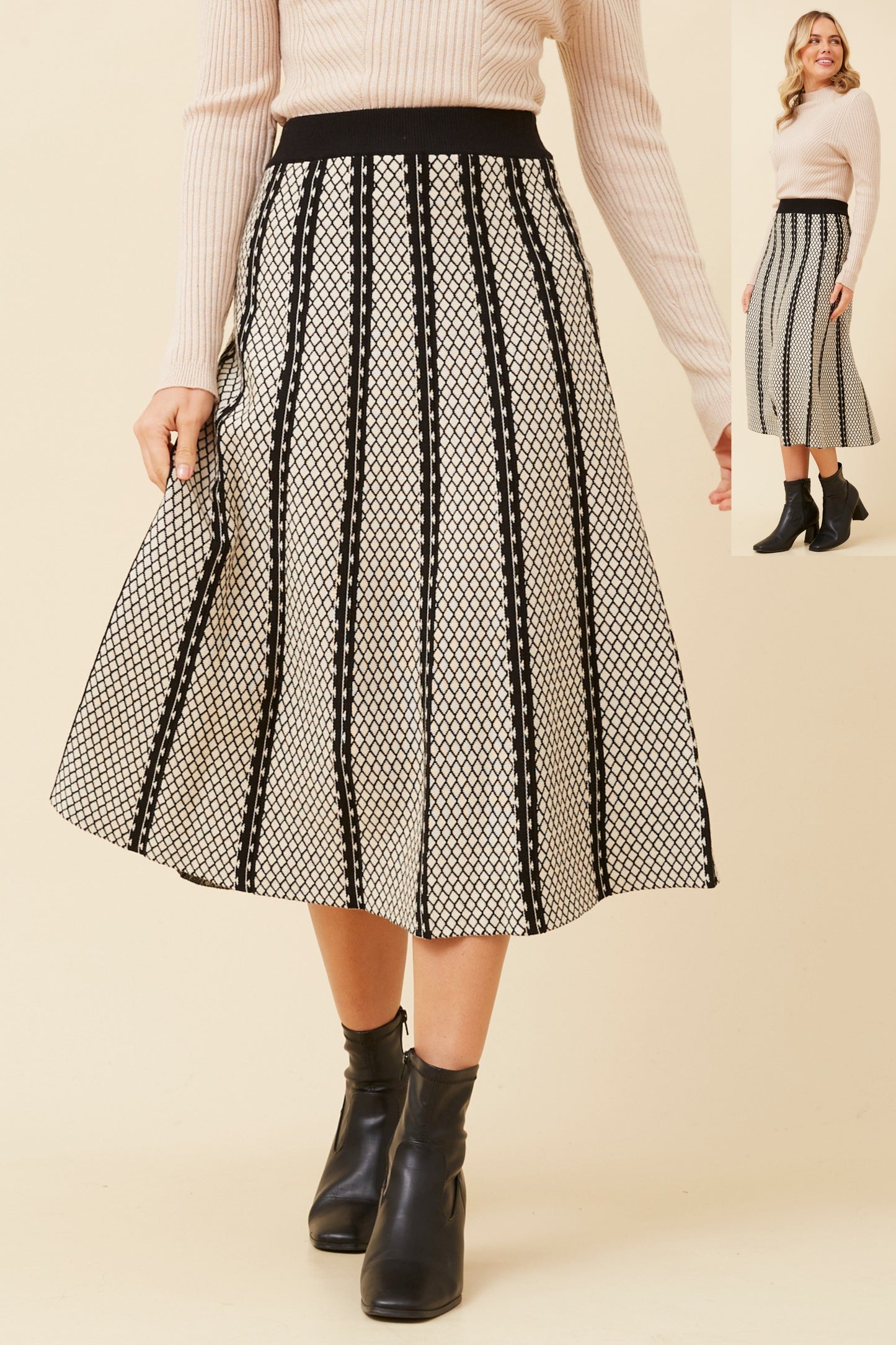 Vesi Jacquard Patter Knit Skirt KS523159
