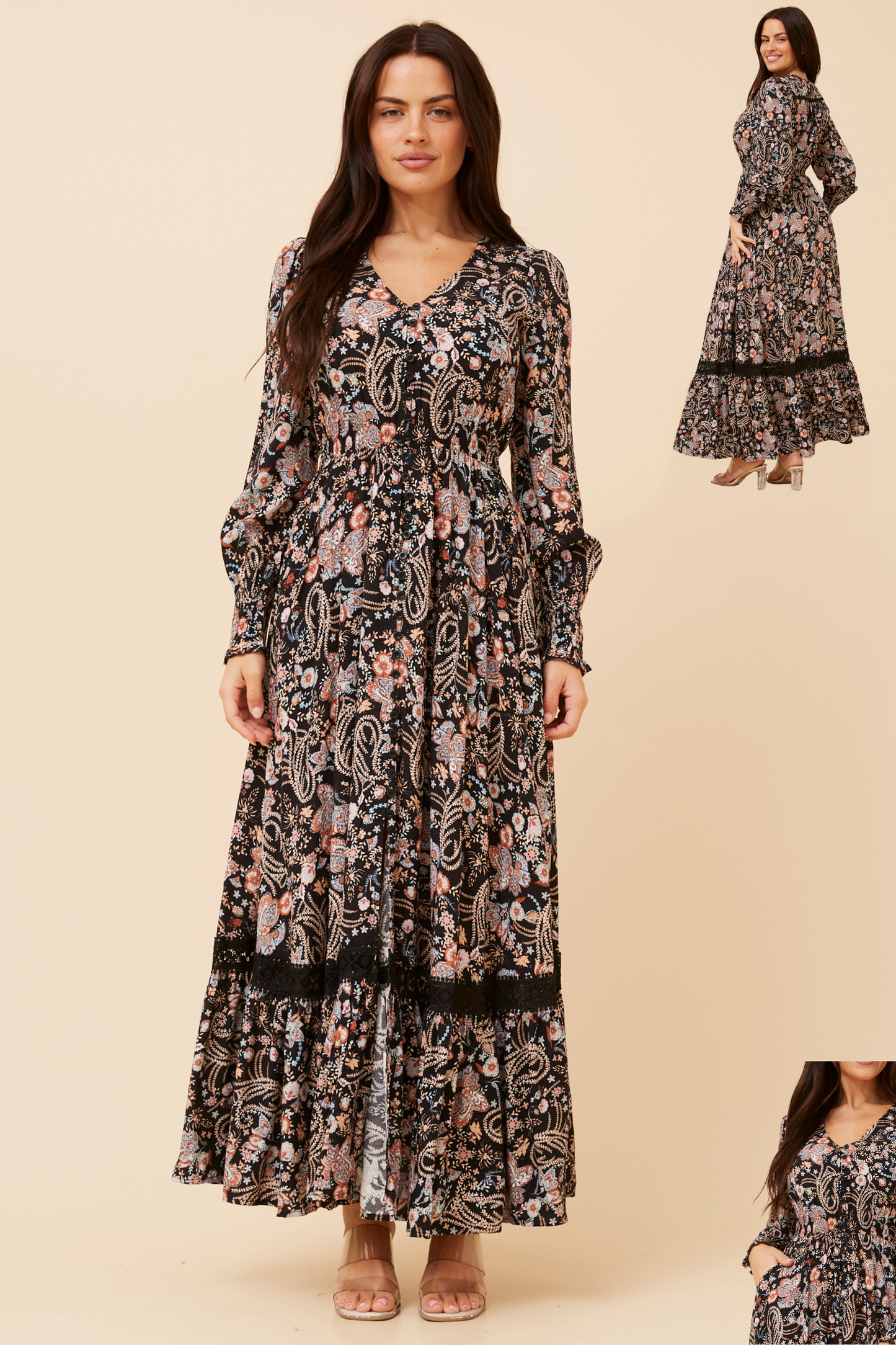 Mira Floral Print Maxi Dress D735529