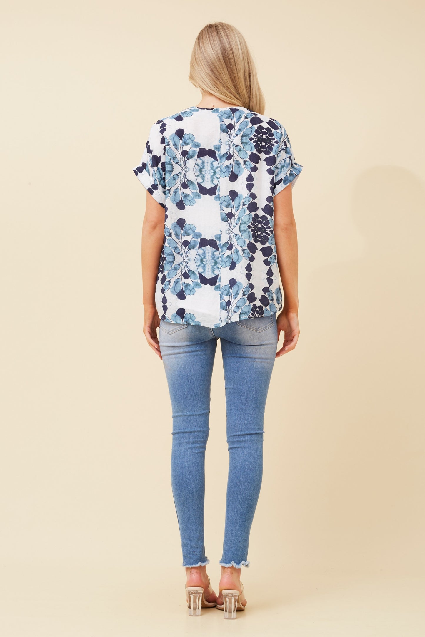 Nia Abstract Print Top Blue T519696