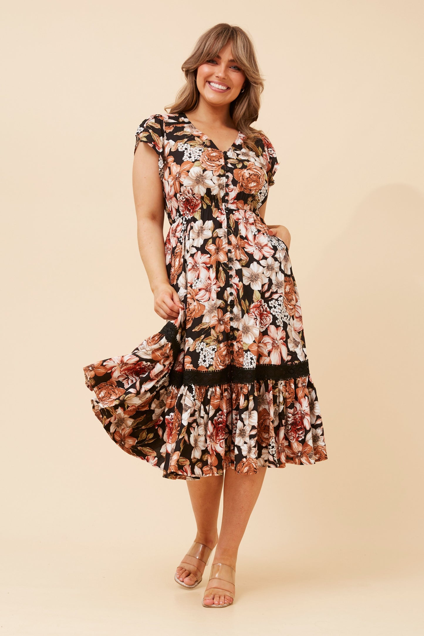 Serena Floral Print Midi Dress -  D525665