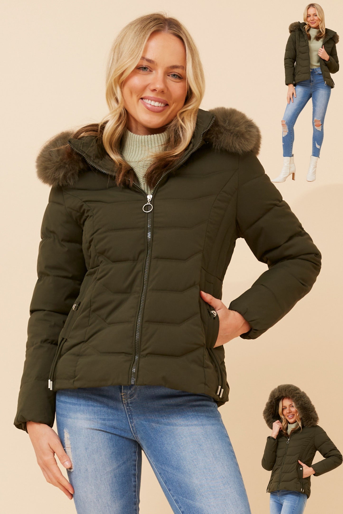 Poppy Puffer Jacket J517300 Khaki