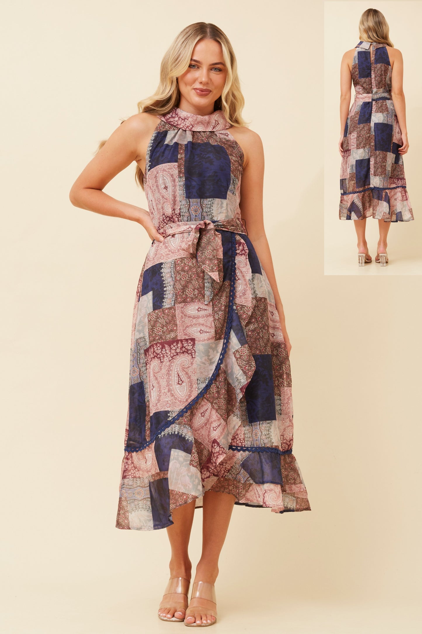Angie Halter Neck Foil Printed Dress D521794