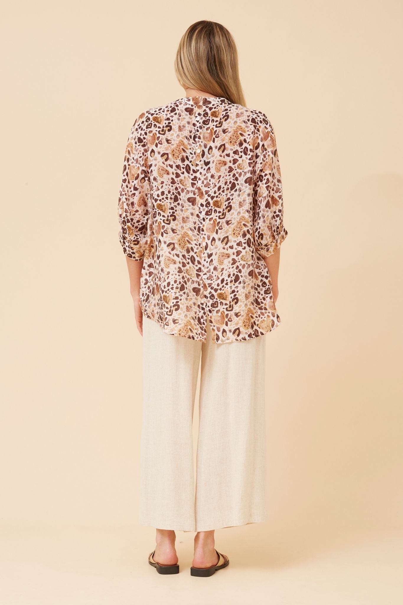 Rosa Leopard Shirt with Back Button Detail - T735423