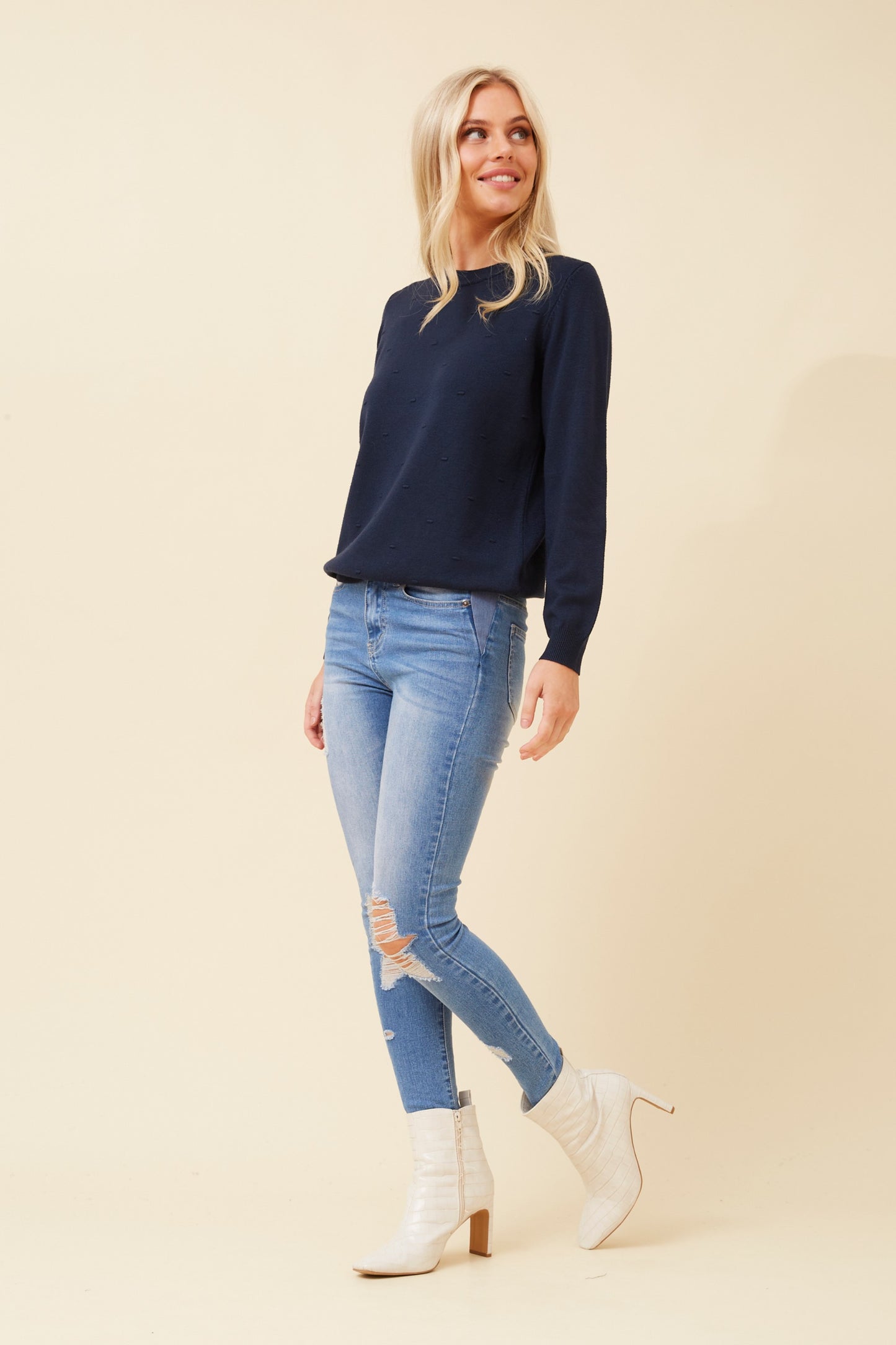 Tilli Dot Pattern Jumper KP522515 Navy