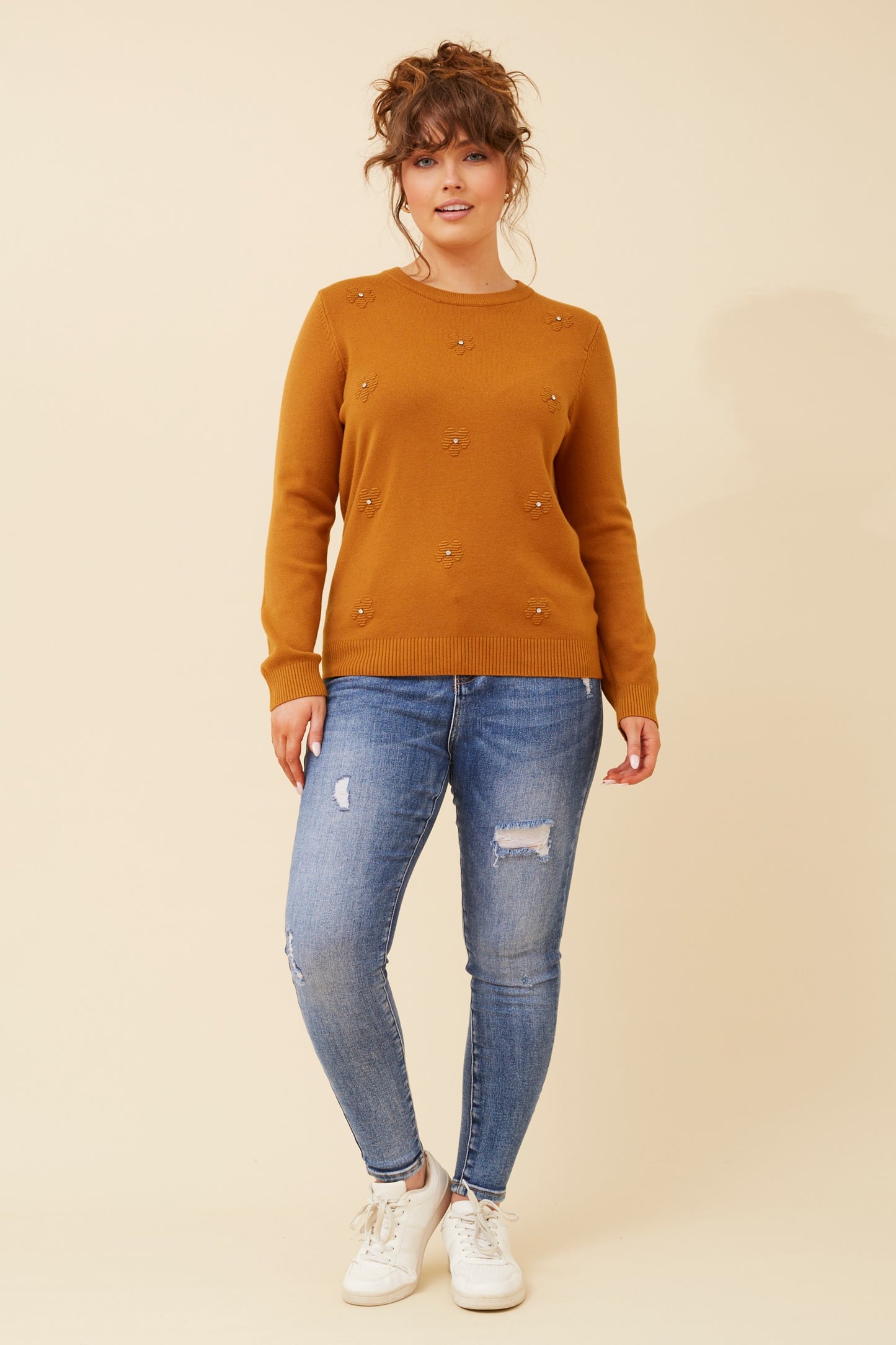 Angie Floral Embellished Knit - Marigold KP519089