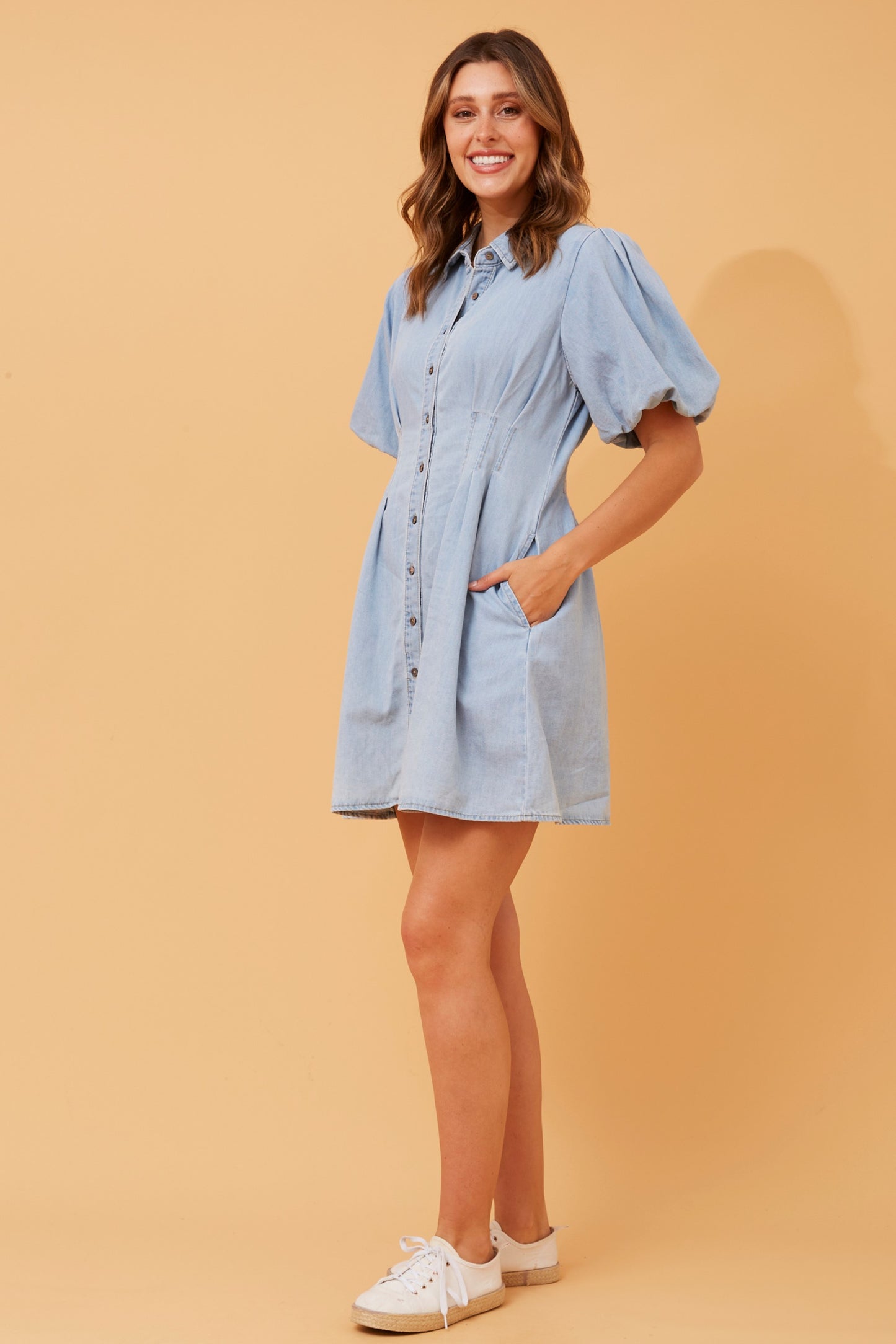 Saddie Denim Short Dress D515448