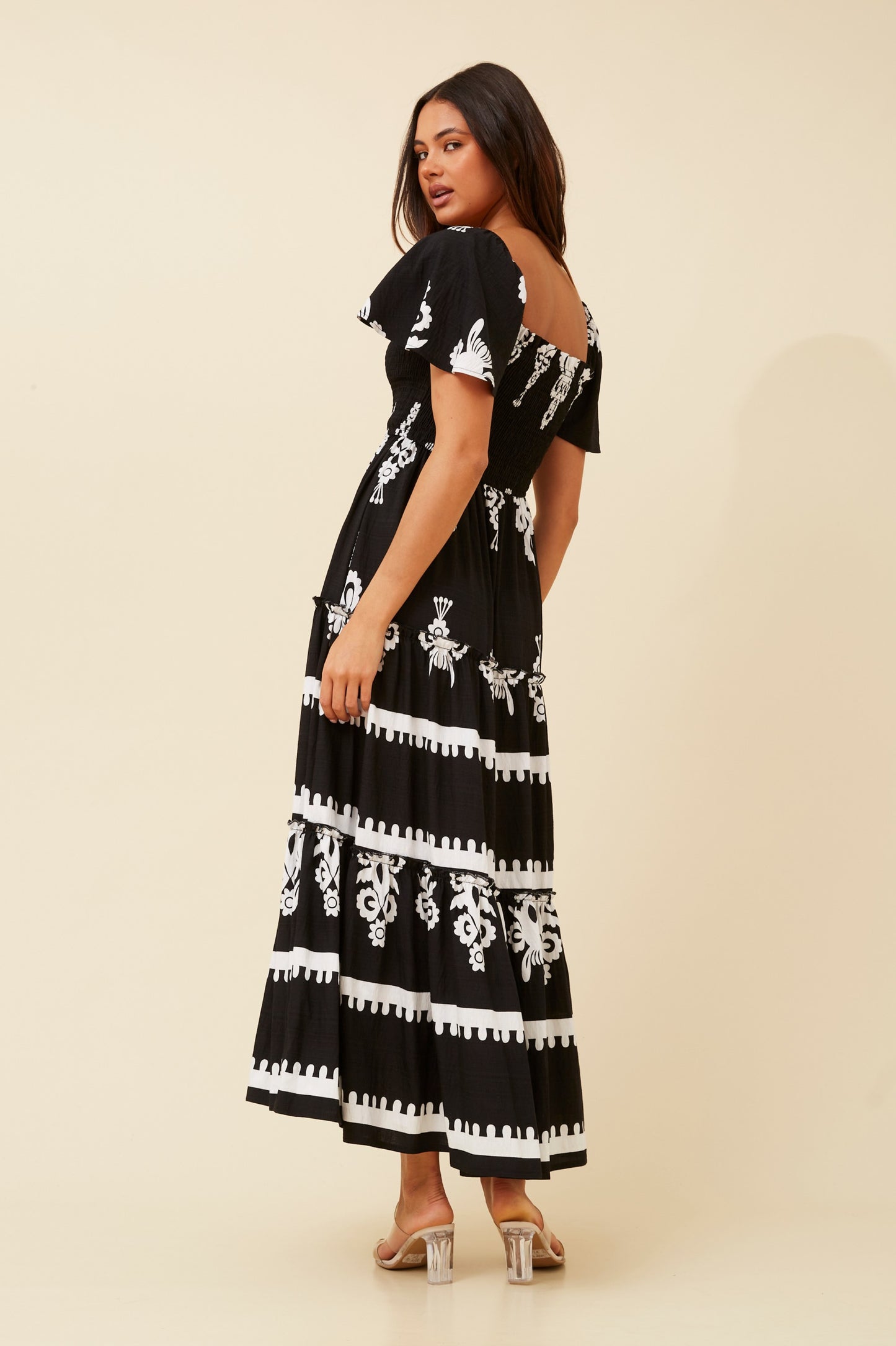 Myra Boho Print Maxi Dress D522257 Black