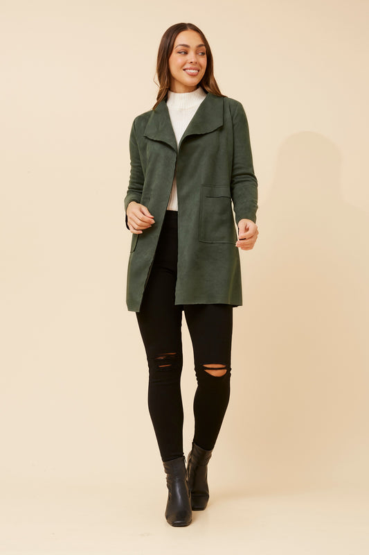 Hilton Faux Suede Coat Dark Green- CO512377