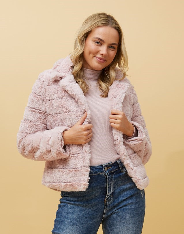 Ava Faux Fur Jacket J511031 Blush