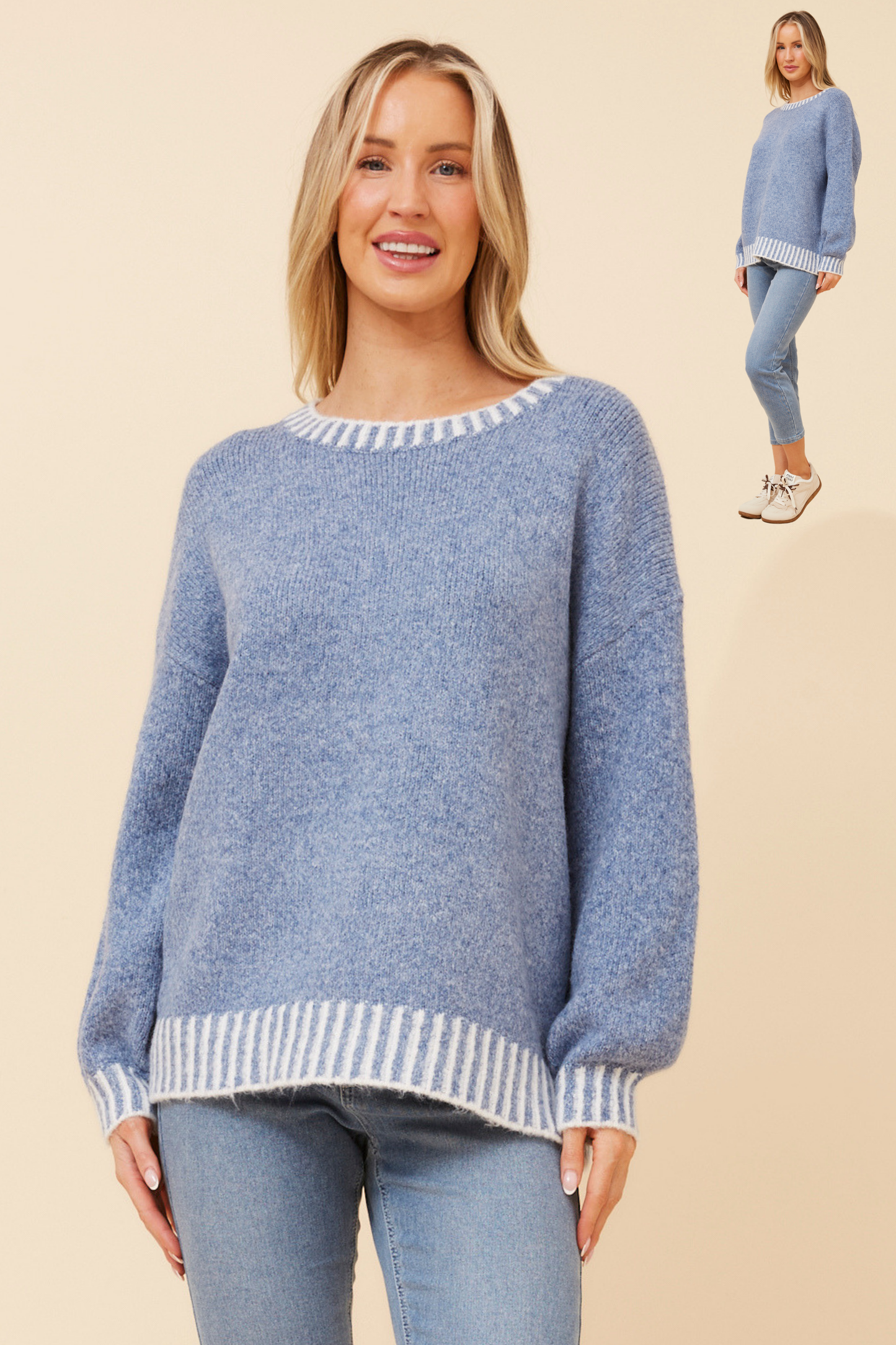 Zara Trim Details Jumper KP734293 Denim