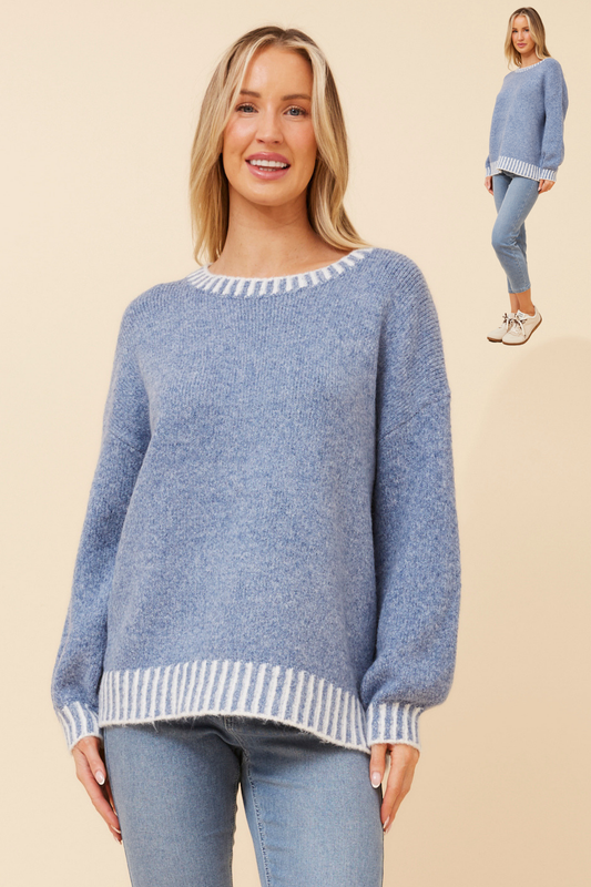 Zara Trim Details Jumper KP734293 Denim