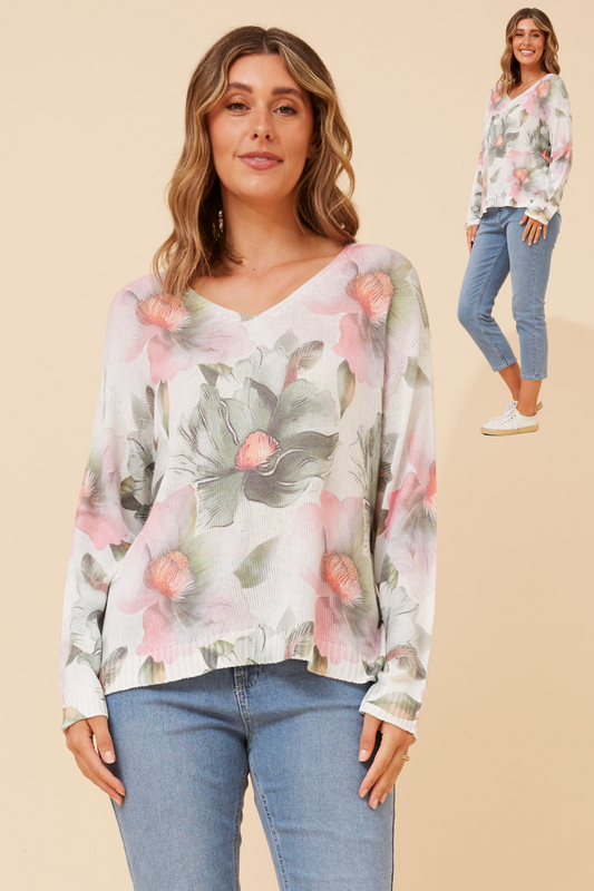Ember Floral Print Italian Jumper KP526107