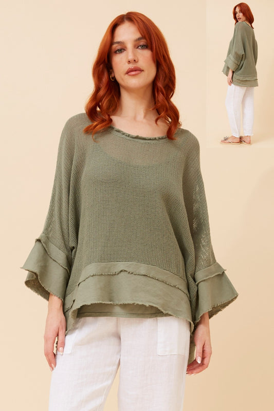 Miya Mesh Italian Top T522434 Khaki