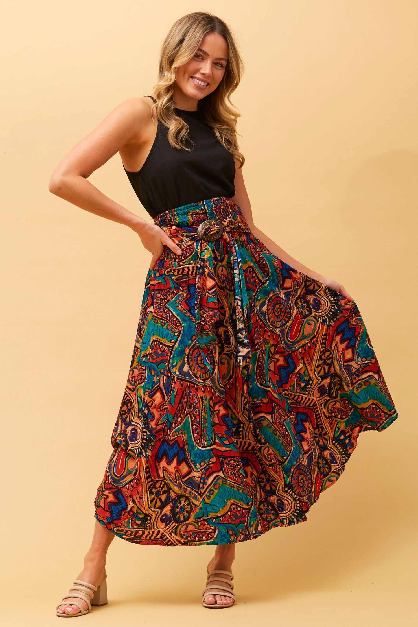 Boho Maxi Skirt S509716 - Multi Orange