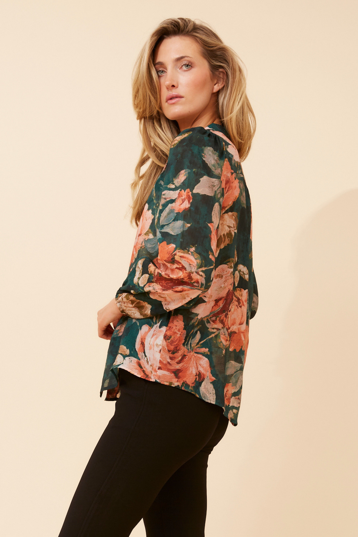 Siyra Floral Party Blouse T526989 Emerald